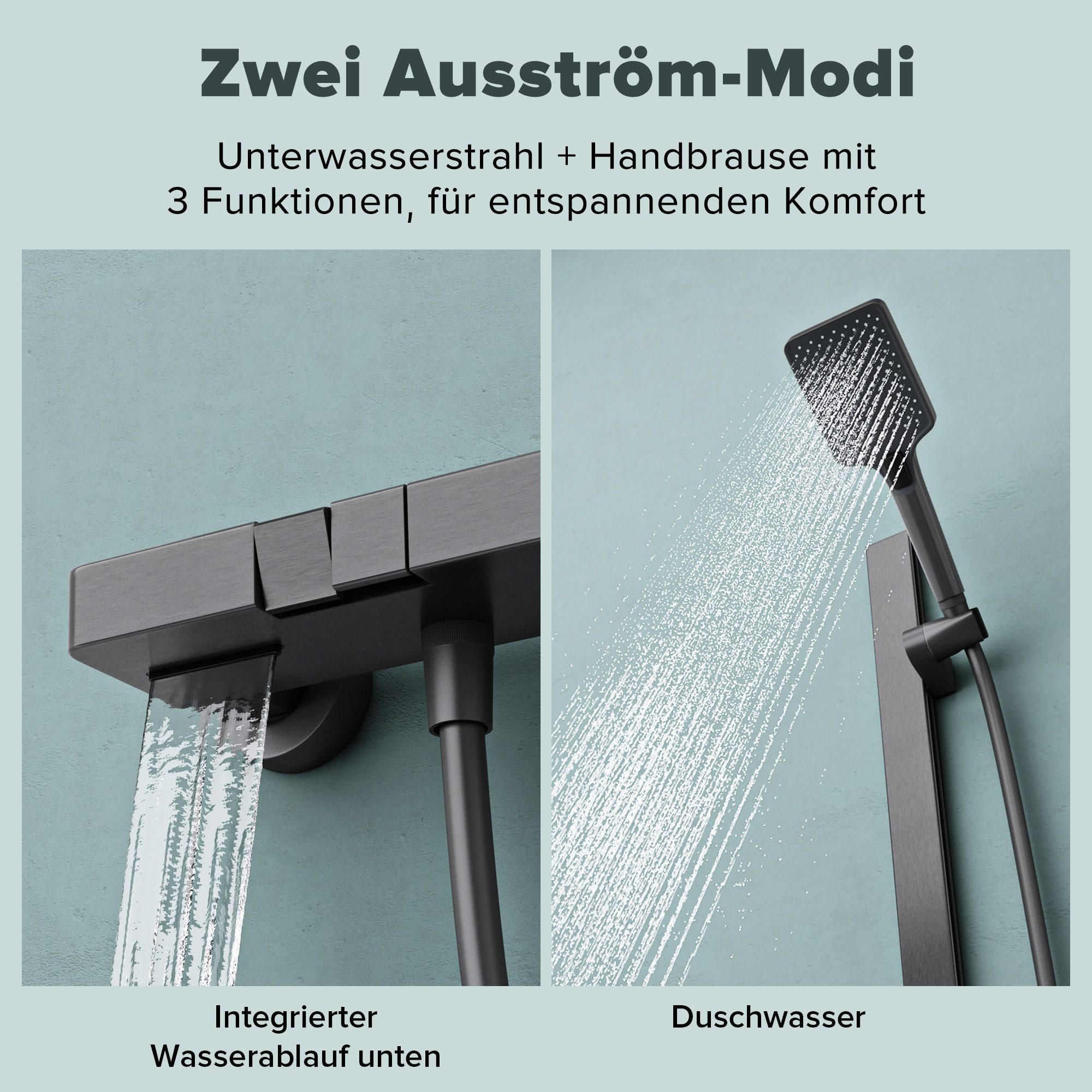 doporro Duschsystem Duscharmatur Komplettset 70 cm Aluminium Duschstange Duschsystem10, 3 Strahlart(en) – Bild 4 von 5