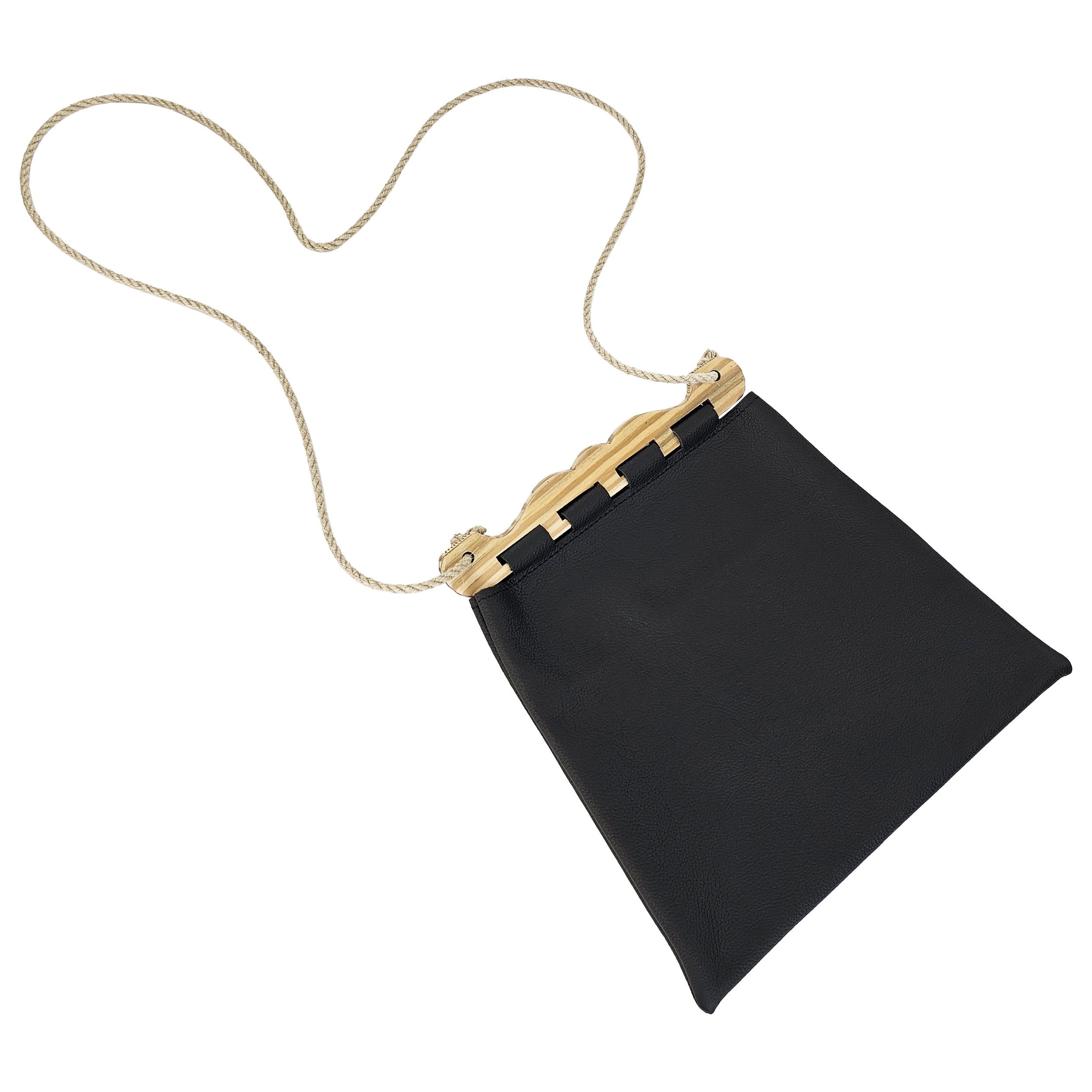 Pera Peris Ritter-Kostüm Bügeltasche der Wikinger Leder, schwarz