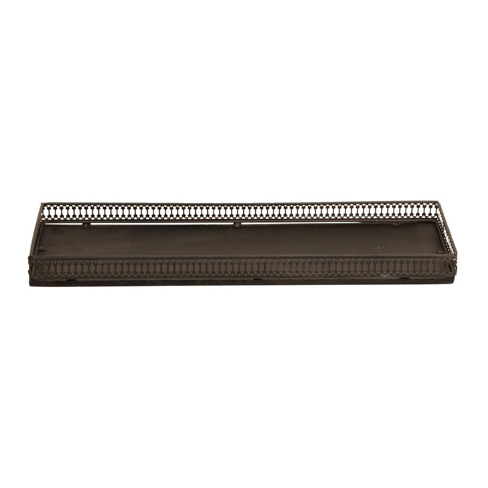 Posiwio Tablett Tablett CHARCOAL antik schwarz längliches Dekotablett mit Metallrand L