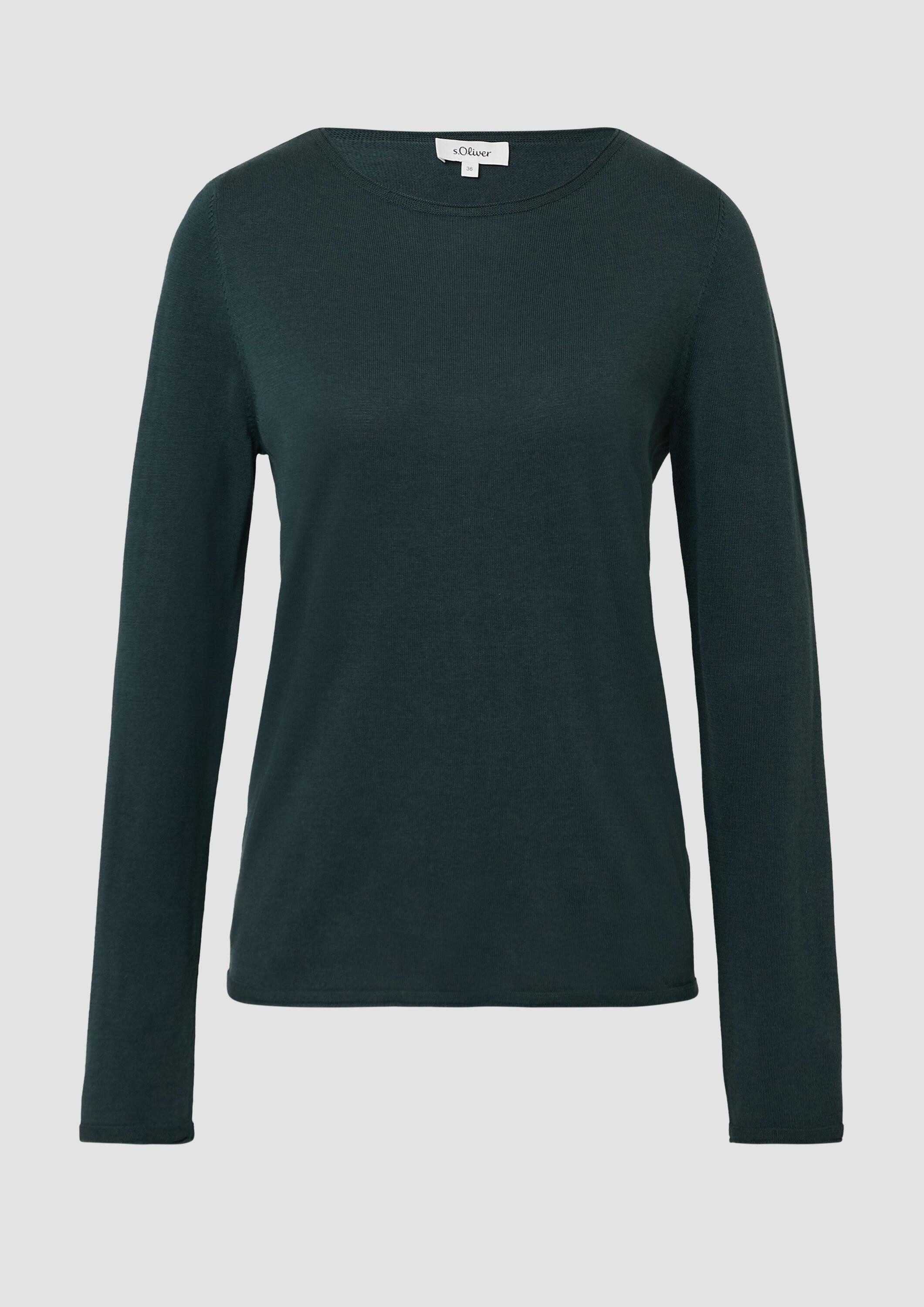 s.Oliver Longpullover Strickpullover Weicher Feinstrickpullover mit Rollkanten