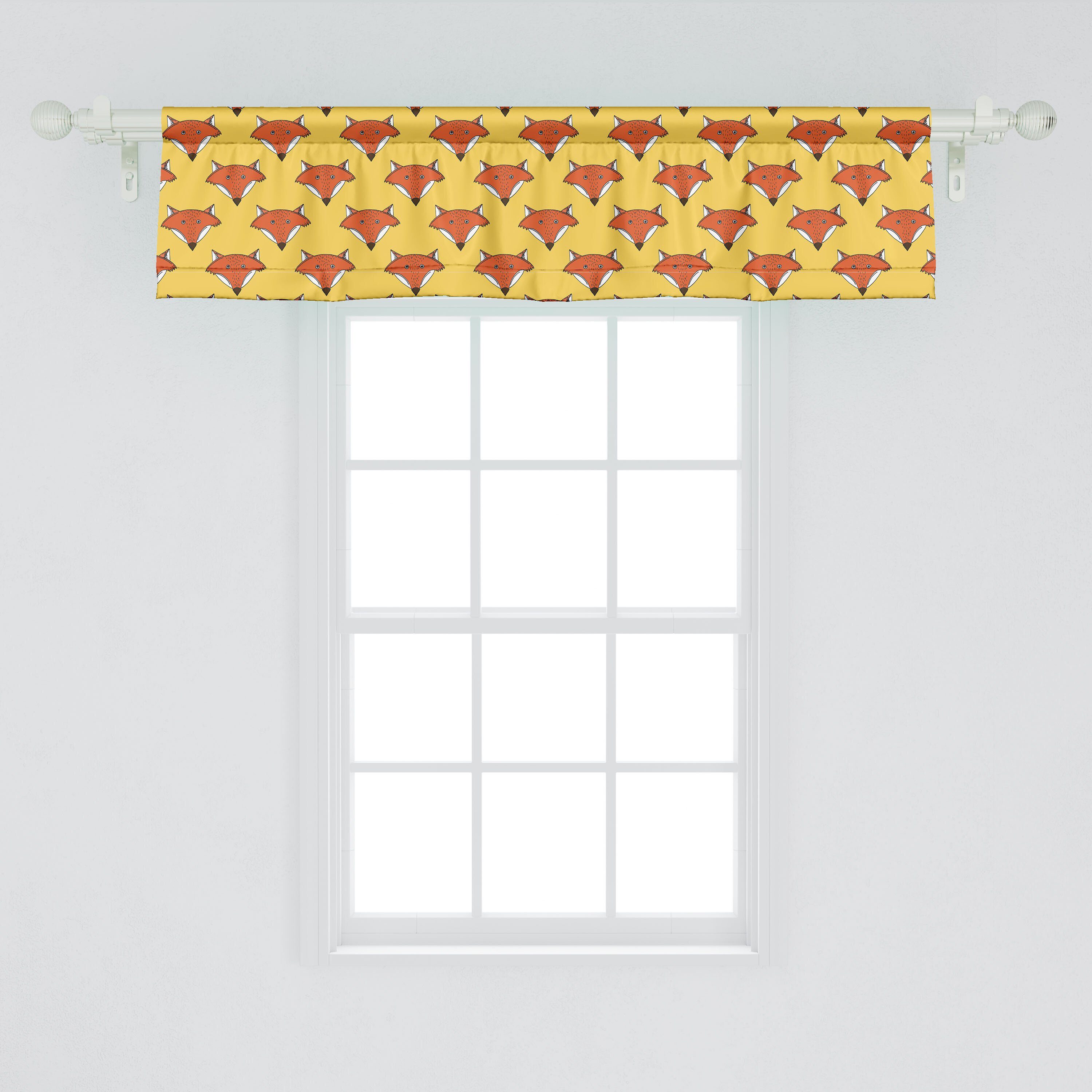Küche Vorhang Schlafzimmer Wald Fuchs Volant Abakuhaus, für Microfaser, Dekor Cartoon Stangentasche, Tier-Gesichter Scheibengardine mit