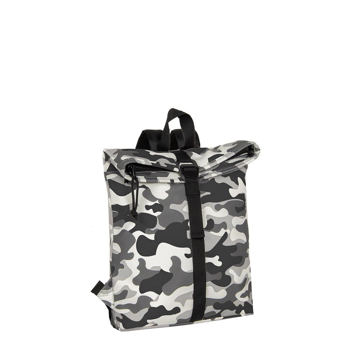 NEW REBELS Cityrucksack kleiner Roll Up RollTop Kurier Rucksack Mart Army, Los Angeles, wasserabweisendes Planenmaterial, camouflage