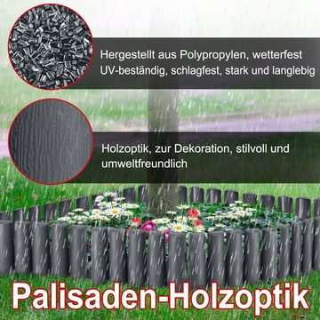 UISEBRT Beetbegrenzung Rasenkante Kunststoff Holz Optik, Beeteinfassung