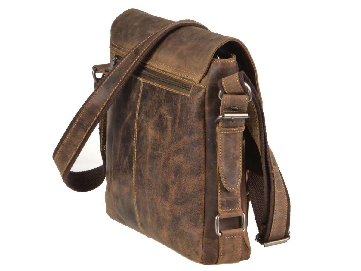 Greenburry Umhängetasche Vintage, used Look, Schultertasche 36x31cm, Messengerbag, antikbraun
