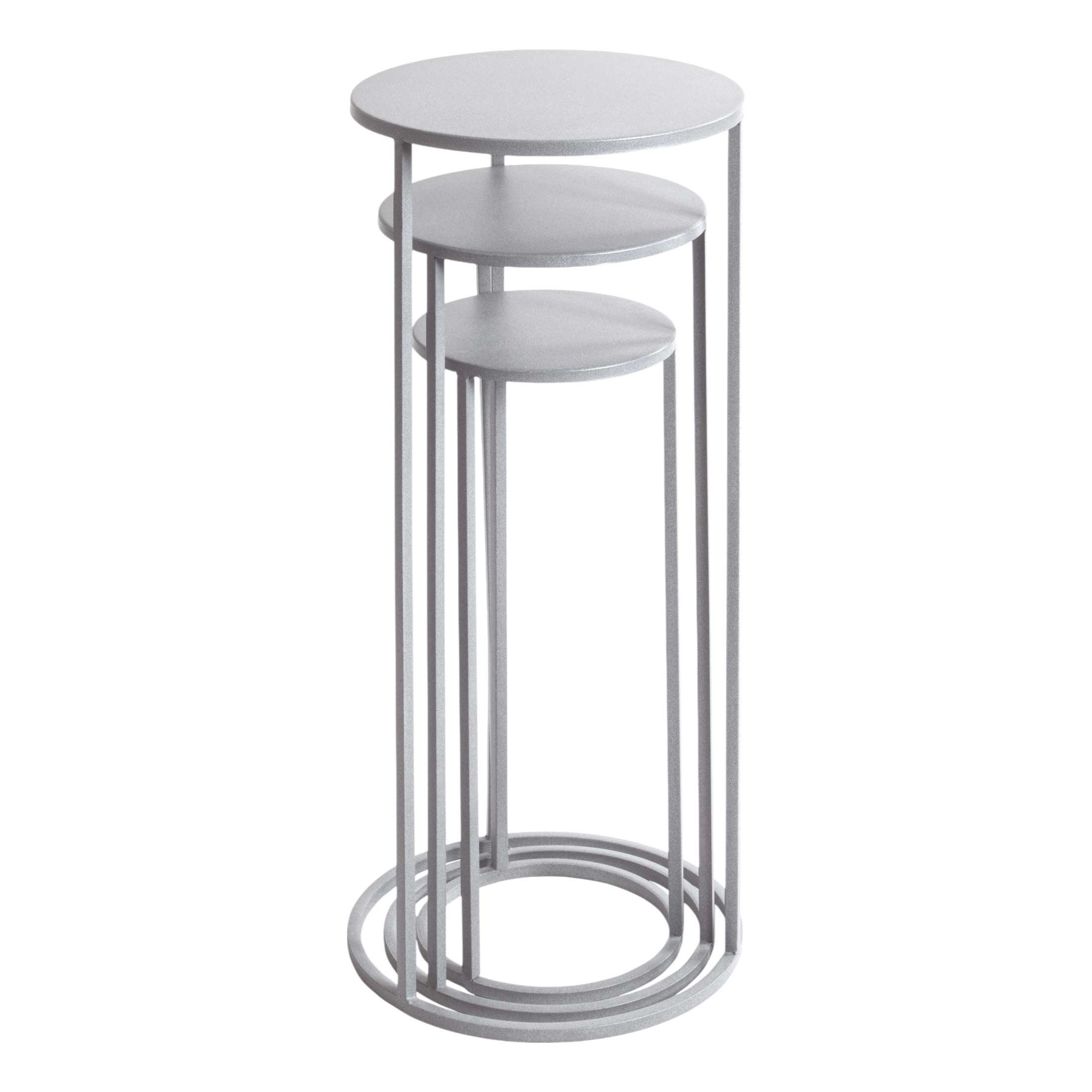 HAKU Blumentisch (3-St), Blumensäule grau matt pulverbeschichtet bis 30x70cm