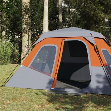vidaXL Kuppelzelt Zelt Campingzelt Familienzelt Freizeitzelt 6 Personen Grau und Orange