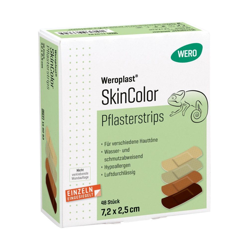 Weroplast® Wundpflaster SkinColor Пластырьstrips Mix, 48 Stk/Pkg (48 St), Пластырьstrips