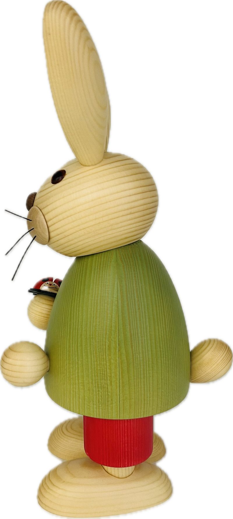 Richard Glaesser Osterhase grün mit Käfer (32cm), Hase aus Holz (Osterdeko, Hase), Handwerkskunst original Erzgebirge