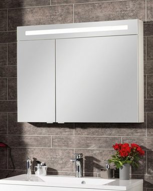 FACKELMANN Spiegelschrank CL 90 - weiß Badmöbel Breite 90 cm, 2 Türen, doppelseitig verspiegelt
