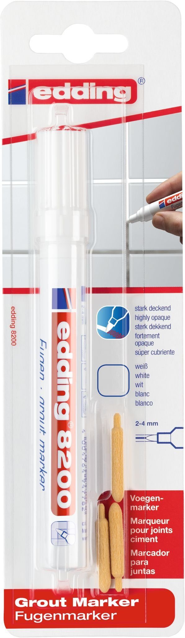 edding Marker Edding 8200-1-4049 8200 Fugenmarker, 2-4 mm, weiß