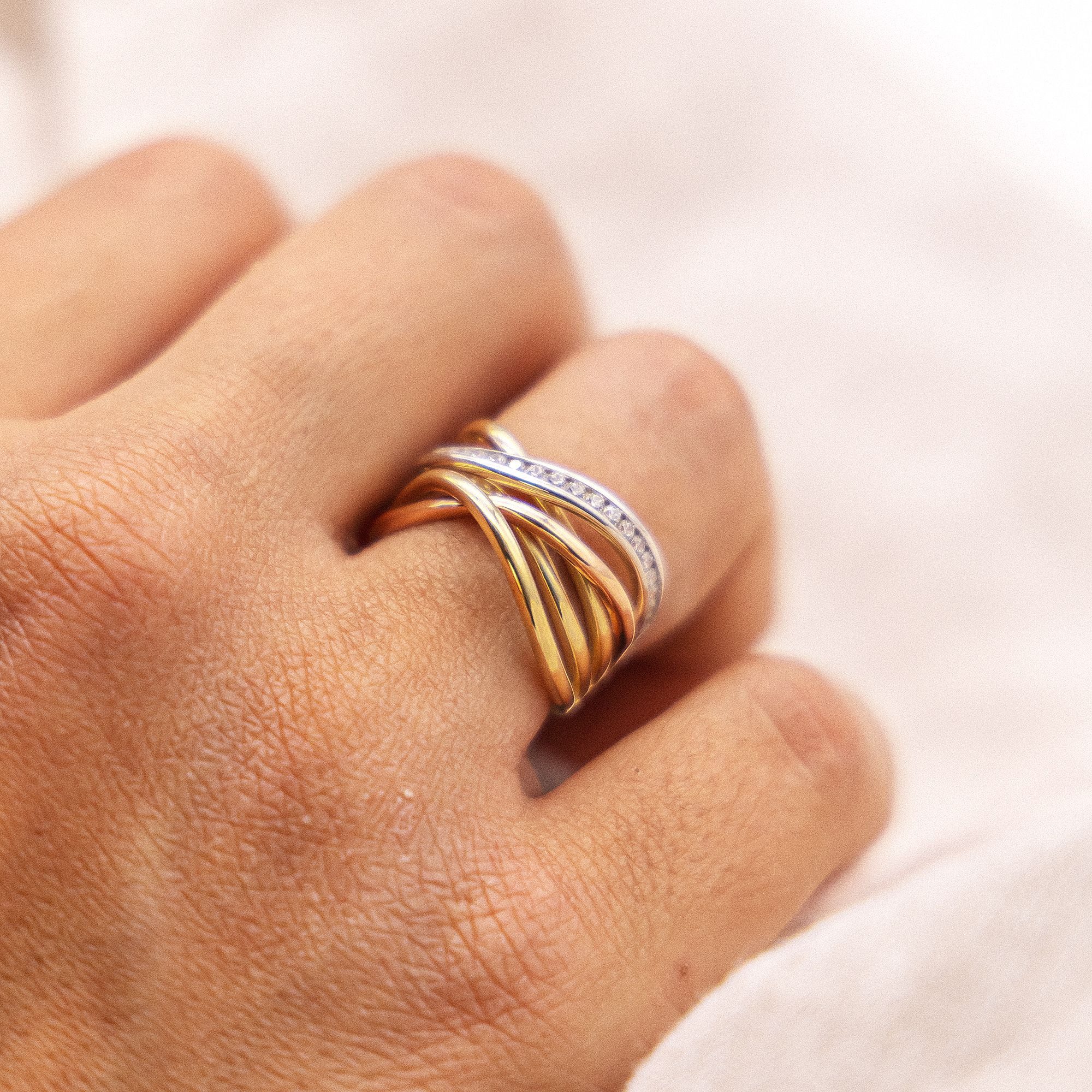 Fascination by Ellen K. Fingerring 333 Gold 3-farbig Zirkonia weiß