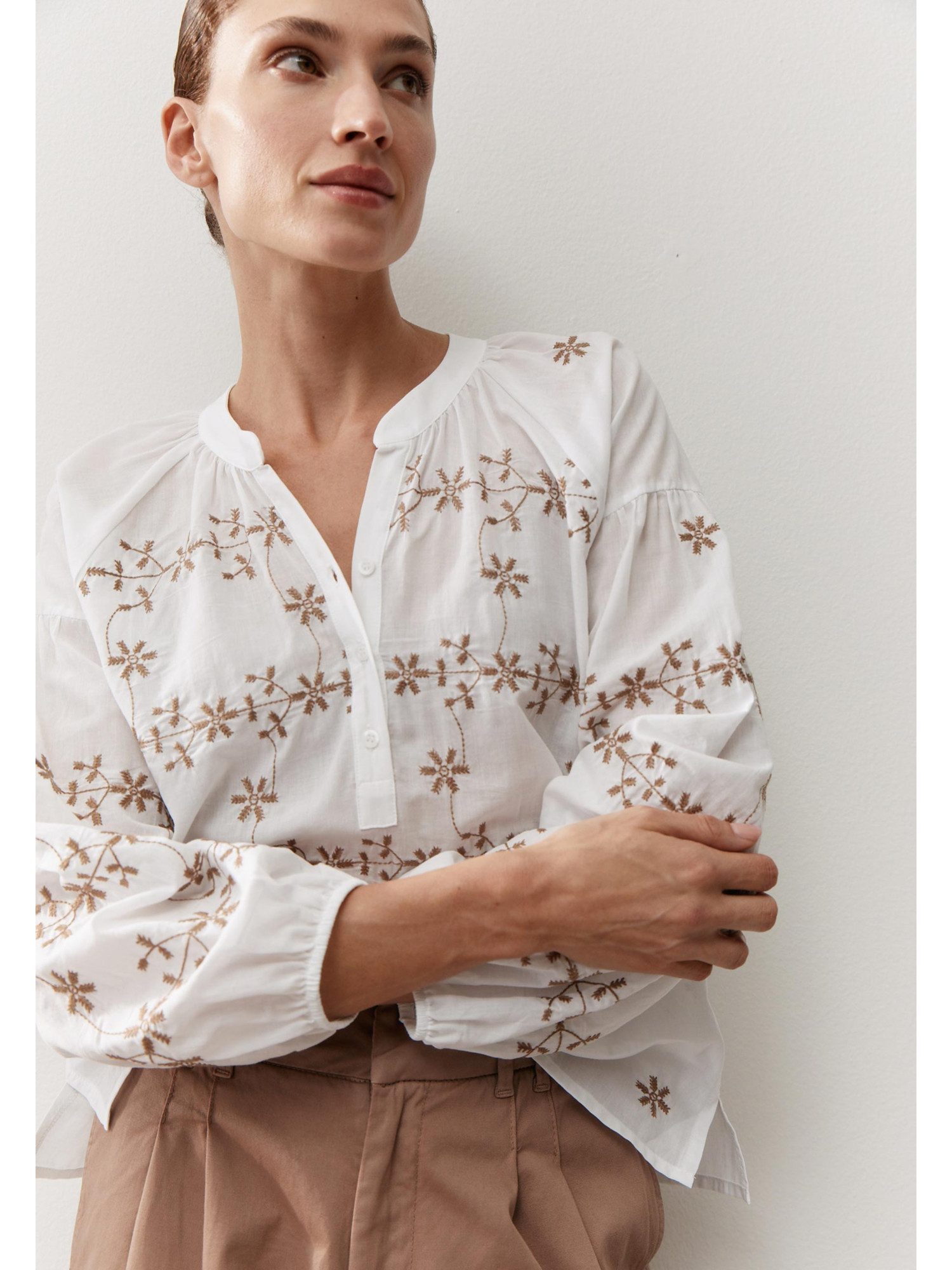 MORE&MORE Langarmbluse luftig-leichte Bluse, bestickt