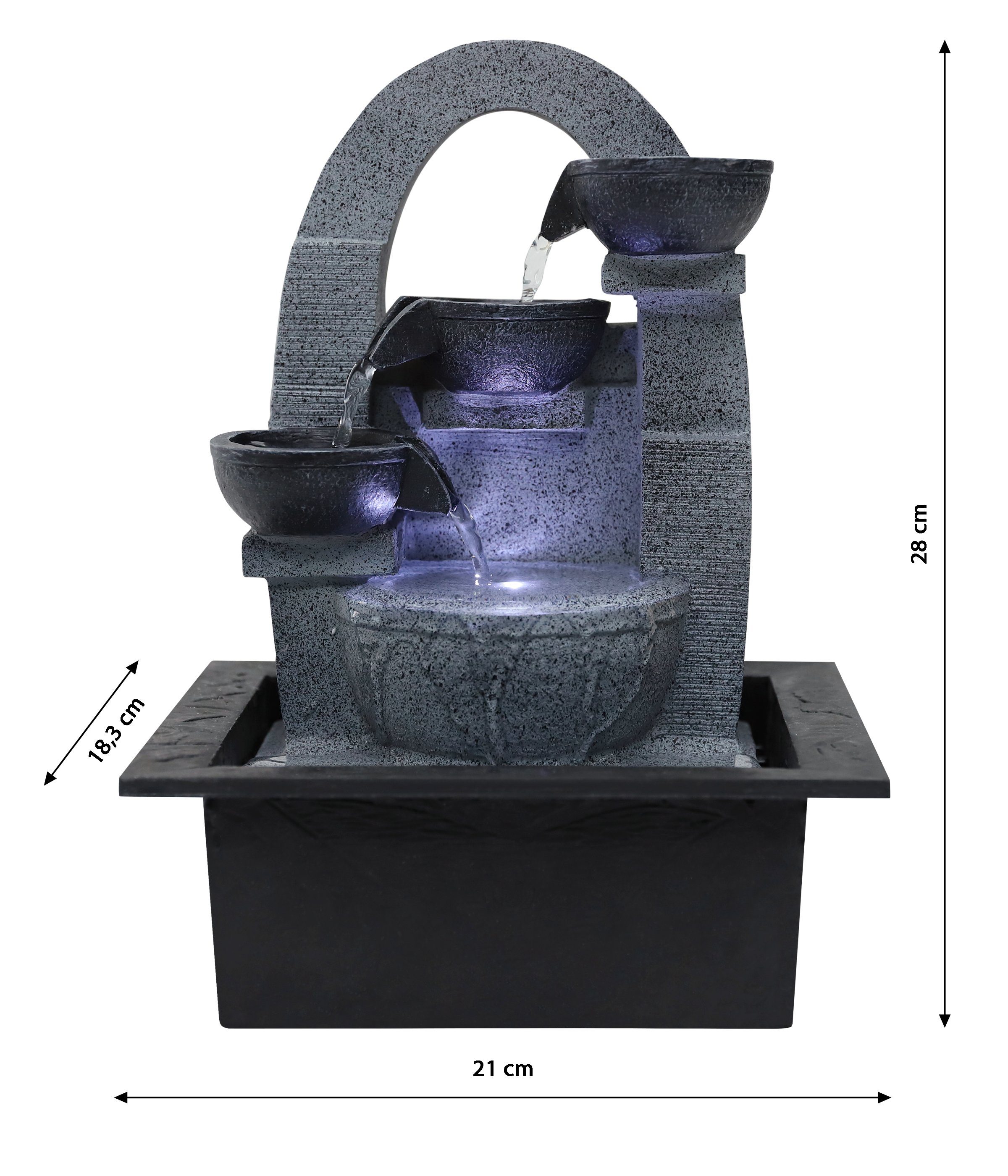 Dehner Zimmerbrunnen Skleda mit LED, 21 x 28 x 18.3 cm, Polyresin, grau, Be günstig online kaufen