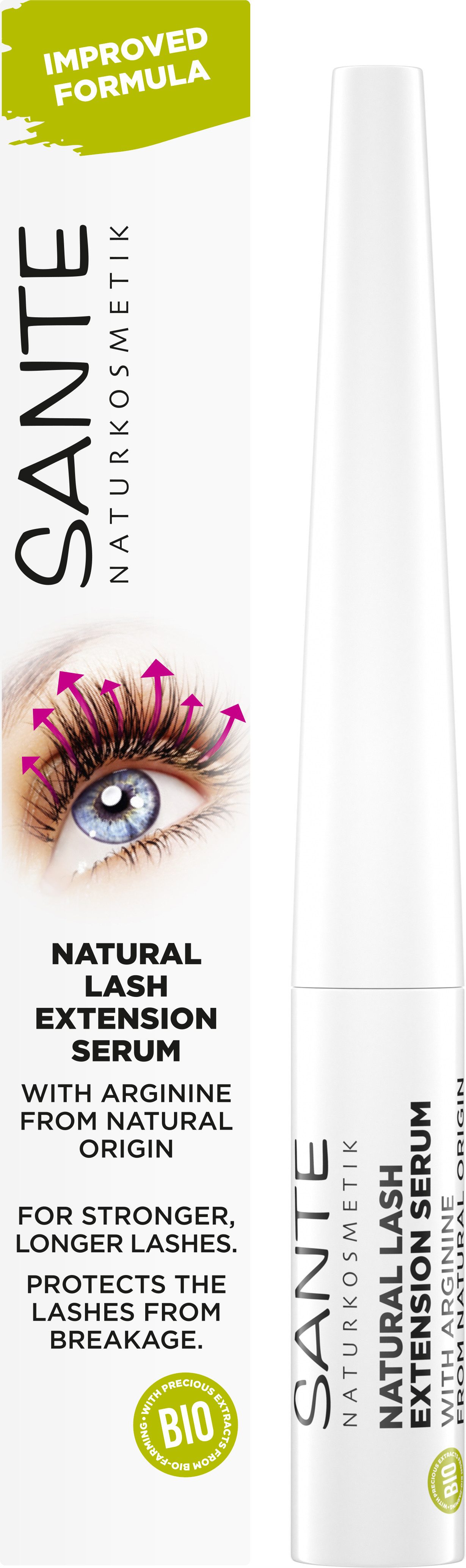 SANTE Wimpernserum Natural Lash Extension Serum, für den Wimpernkranz, mit Pinsel, vegan, 3,5 ml