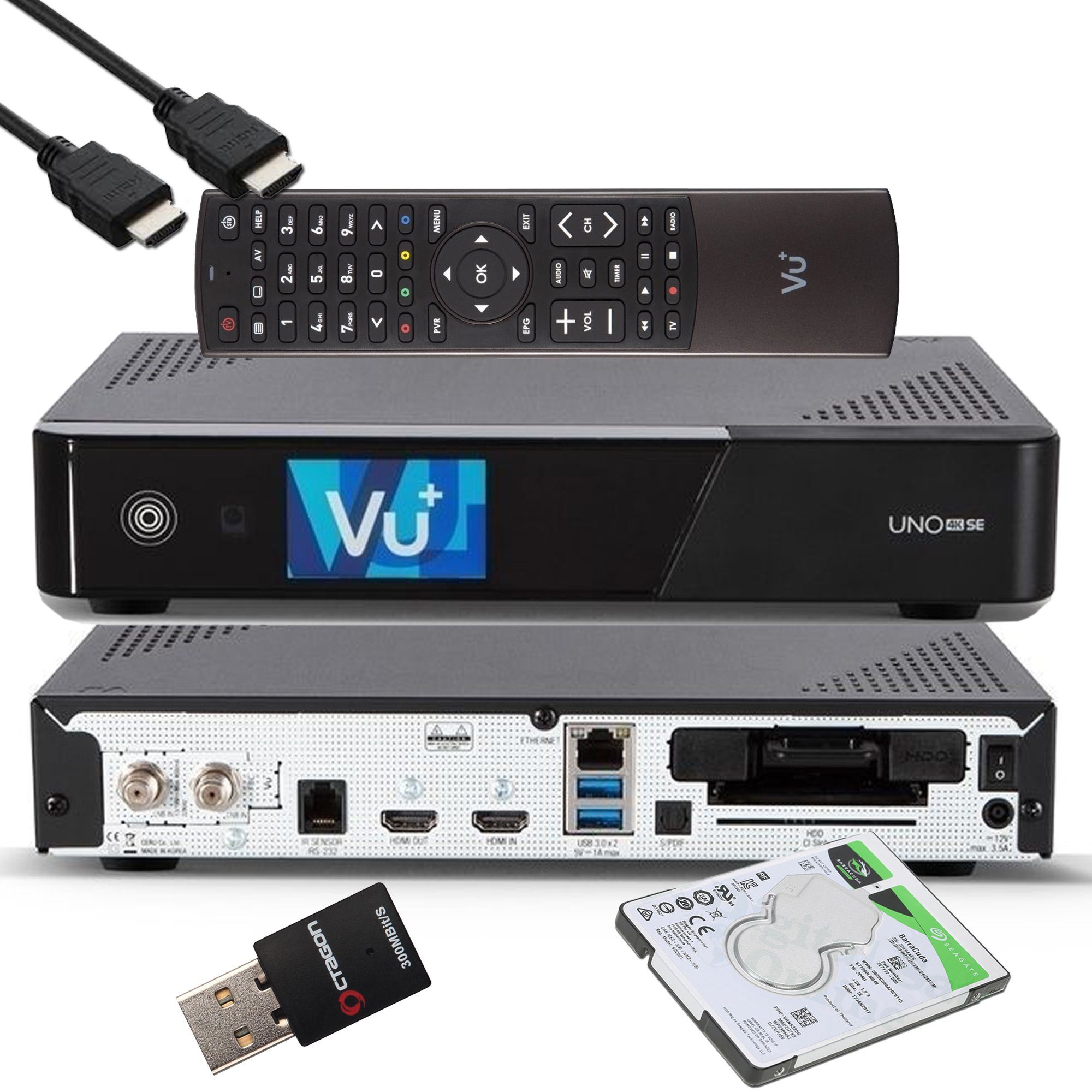 UNO 4K SE - UHD 1x DVB-S2 E2 Receiver + 1TB HDD + 300 Mbit WiFi Stick SAT-Receiver