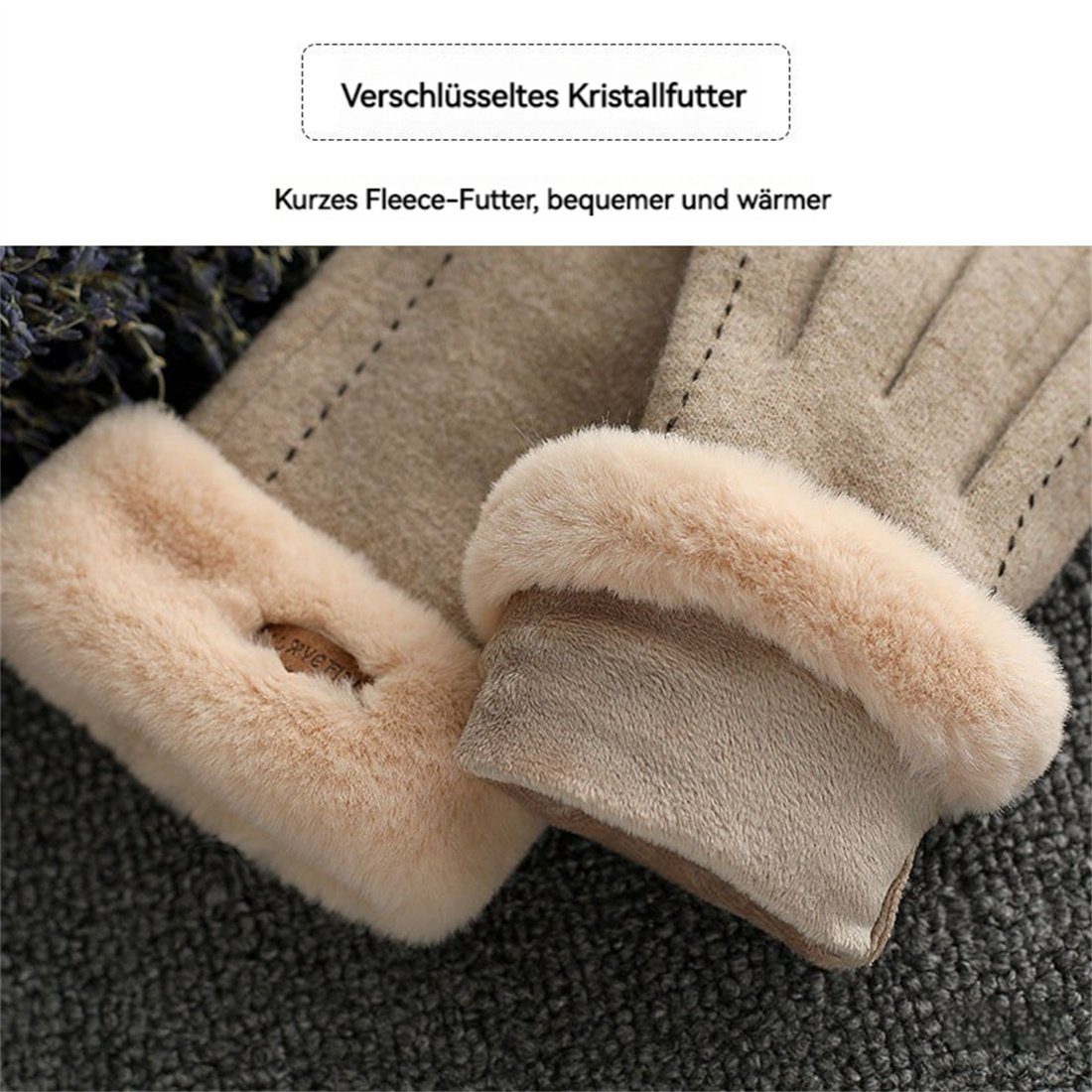 DÖRÖY Fleecehandschuhe Damen Handschuhe Reithandschuhe,Faux Winter Cashmere Touchscreen Warme Grau