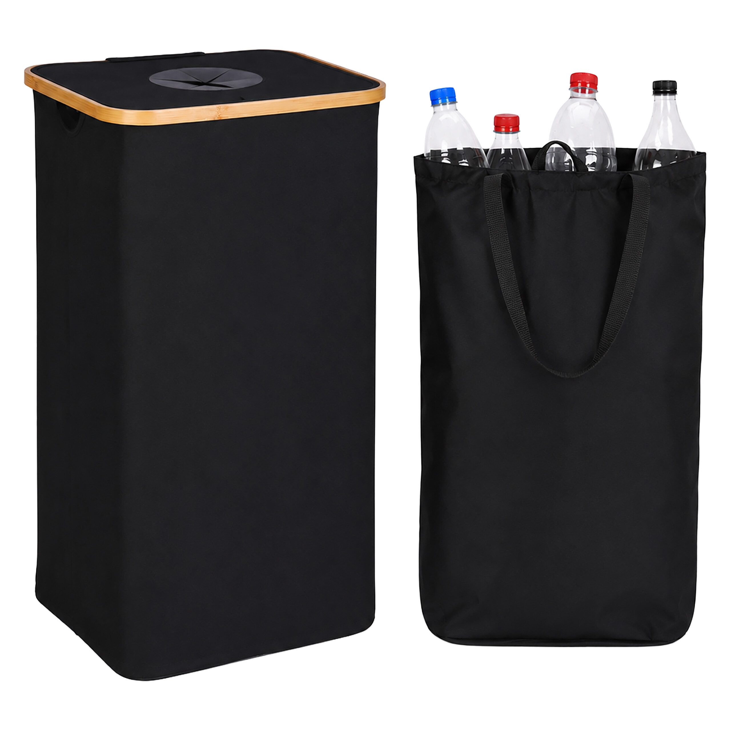 relaxdays Flaschensammler Pfandflaschen-Sammelbehälter 100 L (2 St), schwarz, 100 L