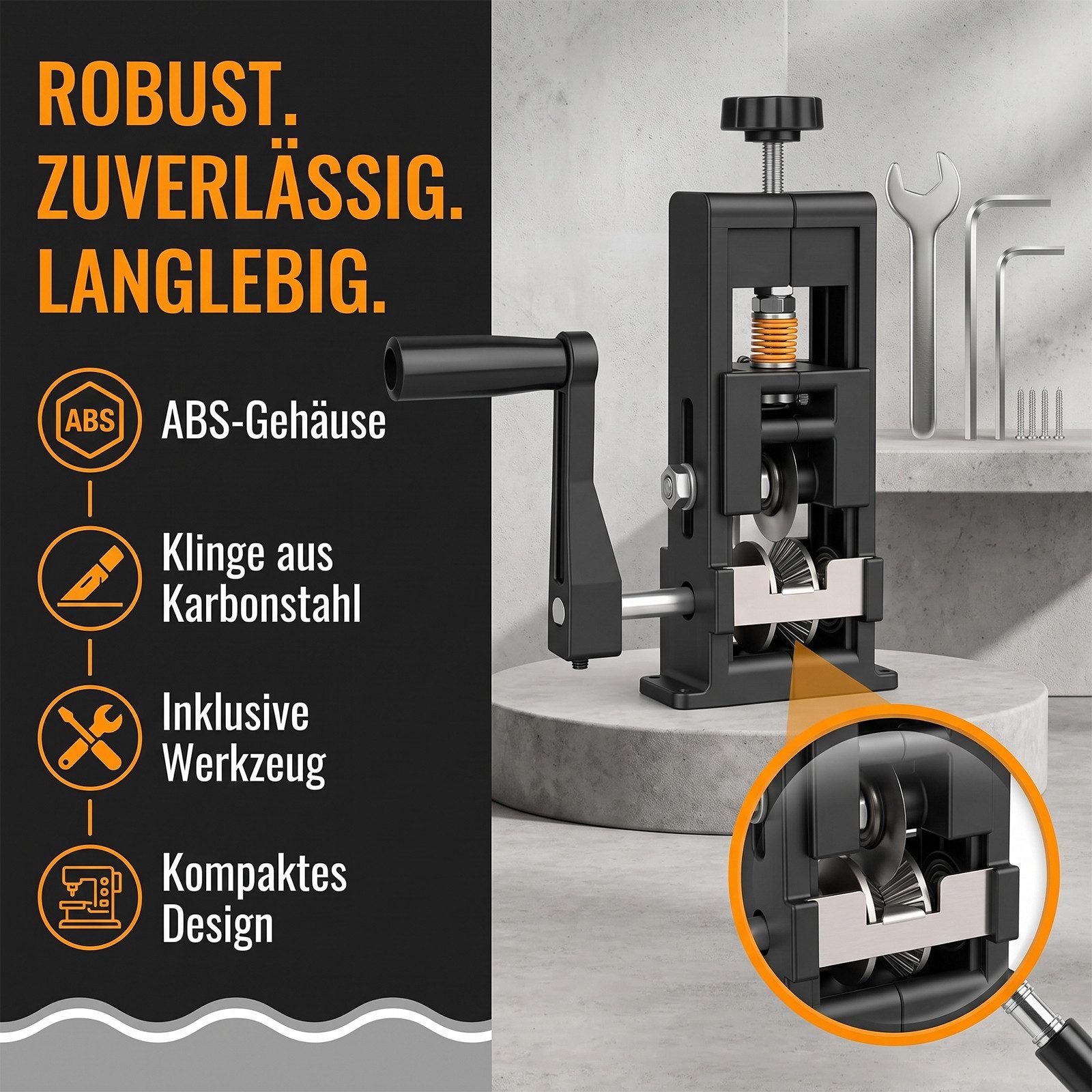 AKKEE Abisolierzange Manuelle Kabelschälmaschine Elektrisch mit Federverstellung, 3 Abisolieröffnungen für Kabelquerschnitte von 0,5–1,0 mm² – Bild 3 von 5