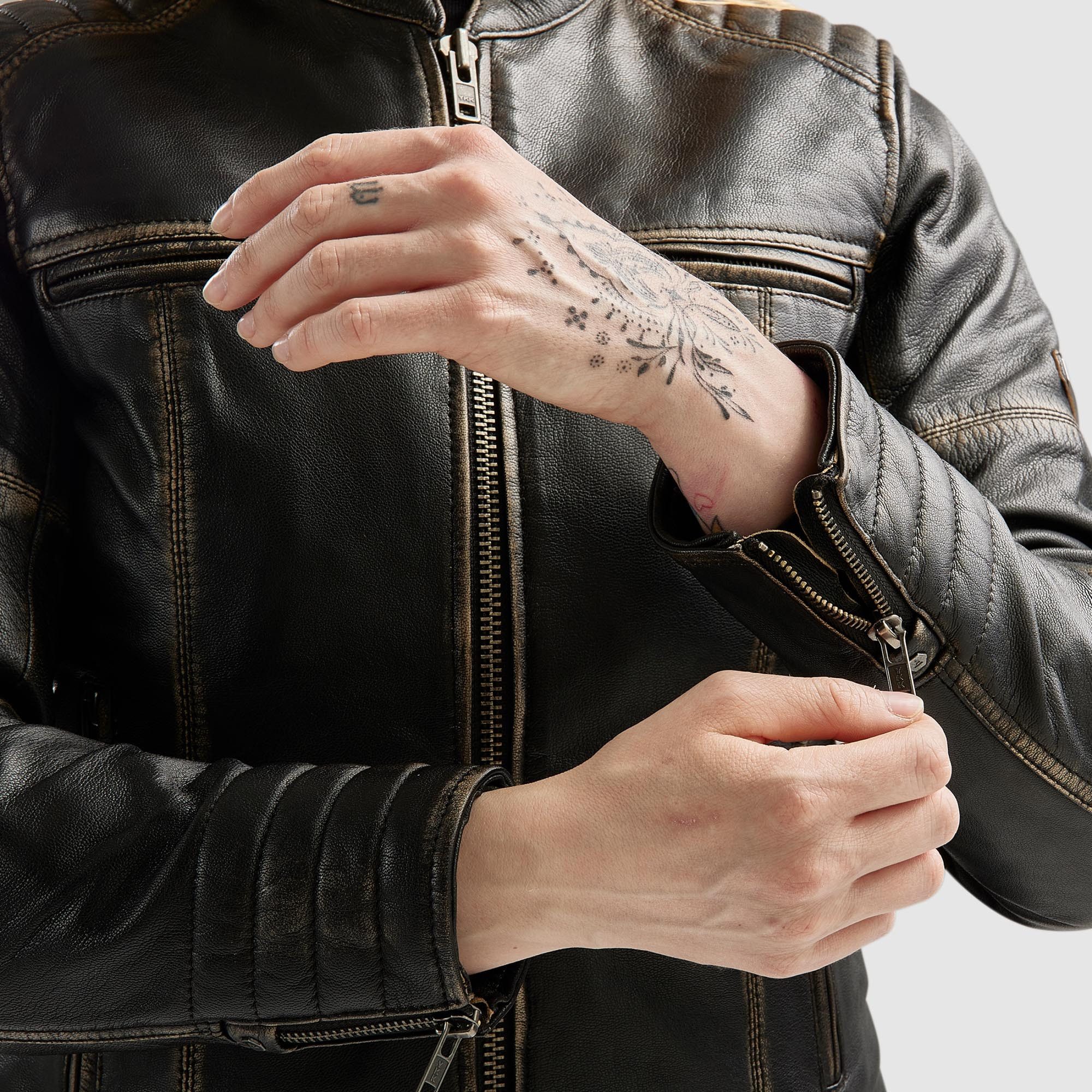 Rebelhorn Motorradjacke Hunter 2 Damen Motorrad Lederjacke Rückenprotektor enthalten,Verbindungsreißverschluss,Ellenbogenpro – Bild 5 von 5