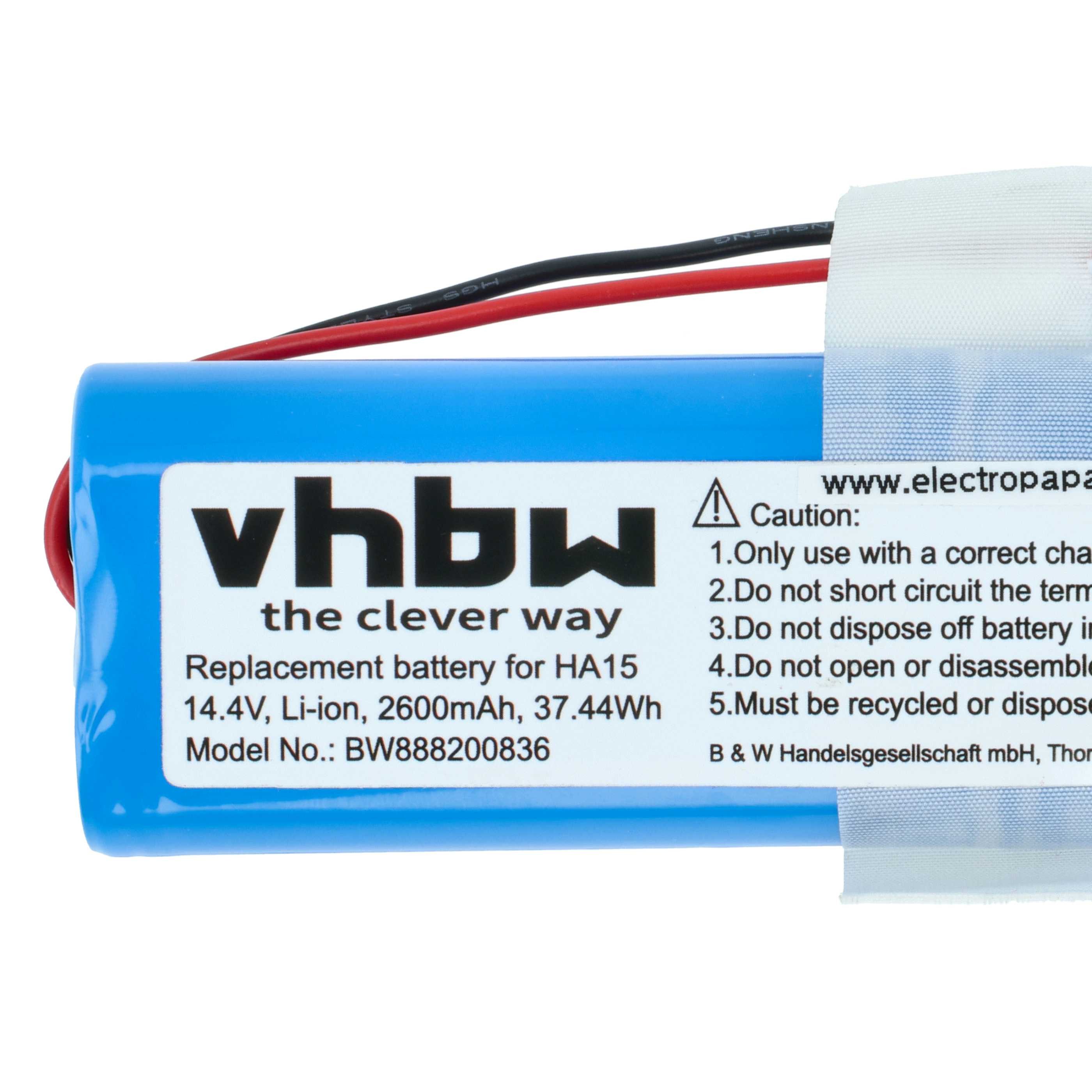 vhbw passend für Medion MD 18501, 18500, 18600 Saugroboter Staubsauger-Akku Akku Li-Ion 2600 mAh (14,4 V, 1 St), Leistungsfähiger Austausch-Akku für Ihren Saugr – Bild 5 von 5