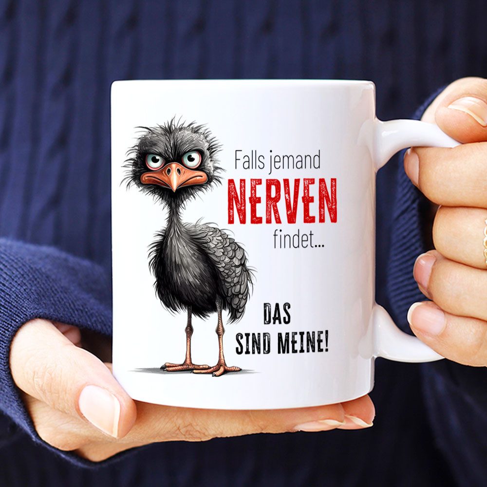 Cadouri Tasse mit Spruch 'Nerven' Kaffeetasse Büro Arbeit, Geschenk, Keramik, Kaffeebecher, Geschenkidee Arbeitskollege, lustig, Humor, 330 ml – Bild 4 von 5