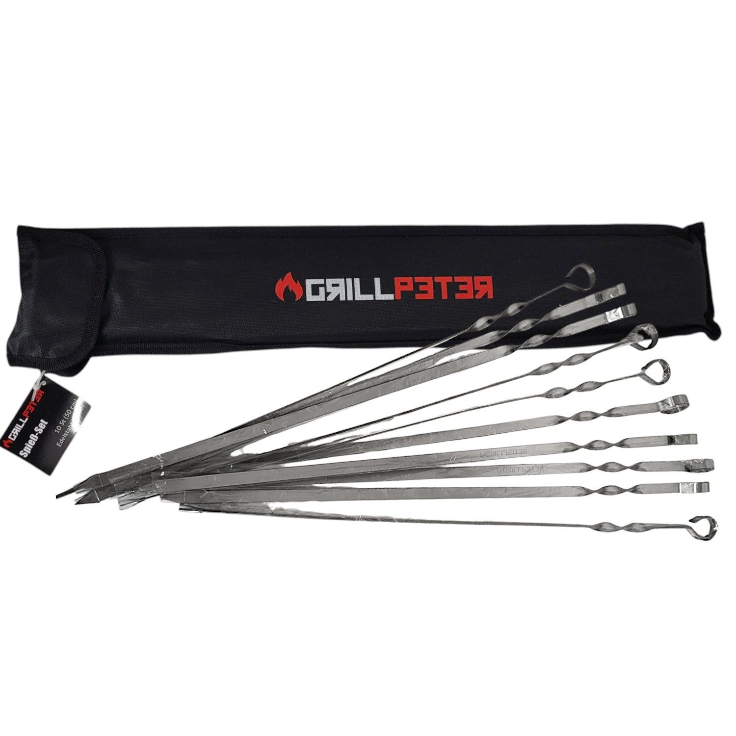 Grillpeter Schaschlikspieße Grillpeter Schaschlik Spieße Schampura Edelstahl 10 Stück 50 cm