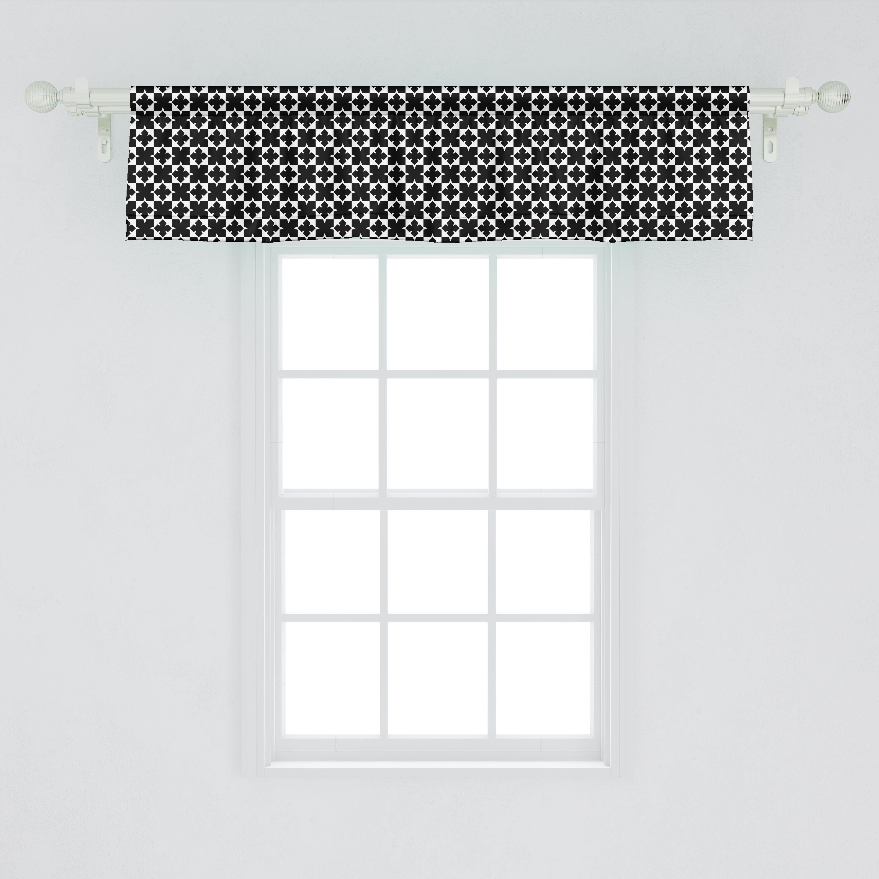 Schlafzimmer Scheibengardine Volant Stangentasche, mit für Geometrische Formen Microfaser, Abakuhaus, Abstrakt Vorhang Küche Noir Dekor