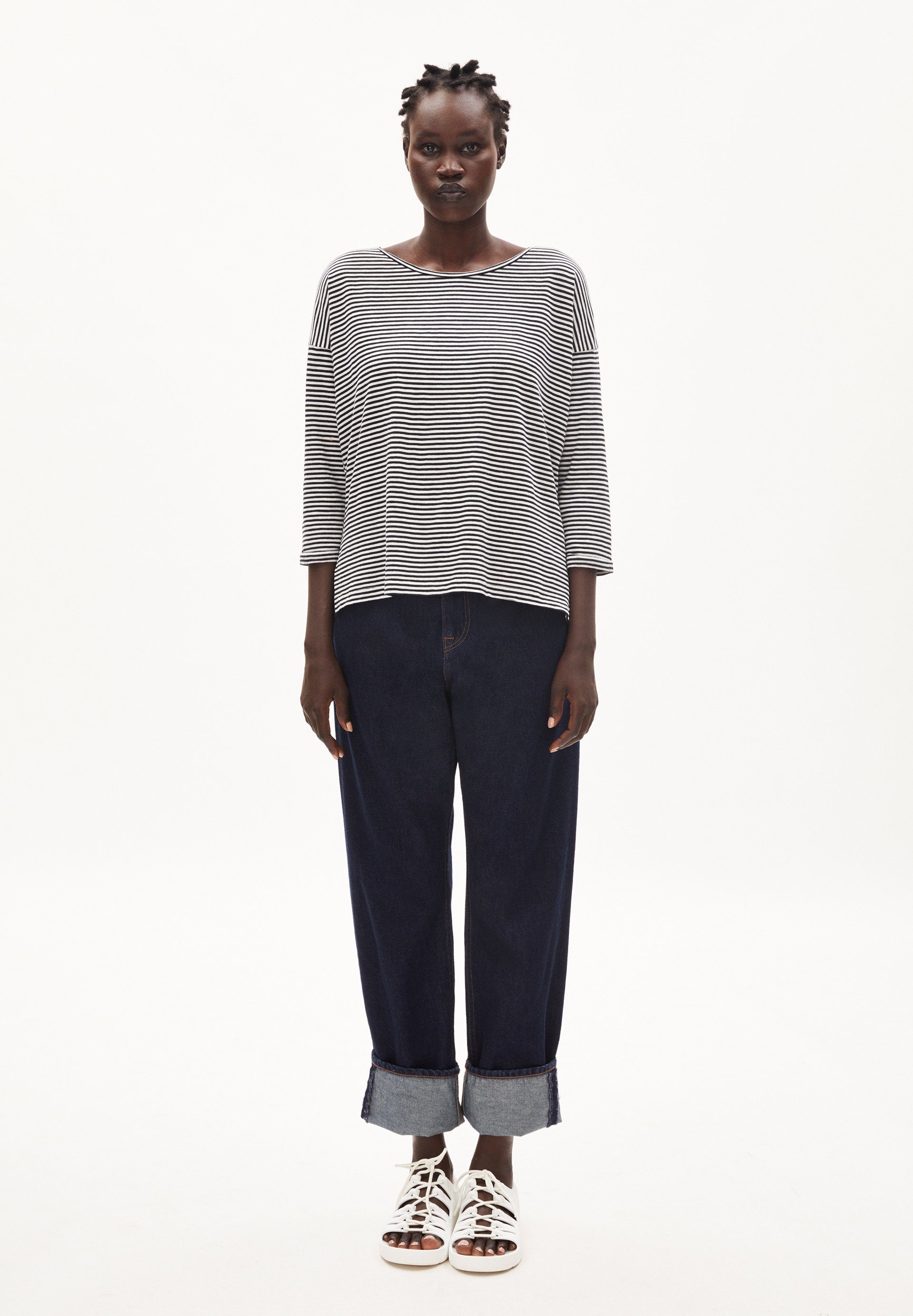 ARMEDANGELS FRANKAA STRIPE - Sweater - emerald green/blue noon/groen