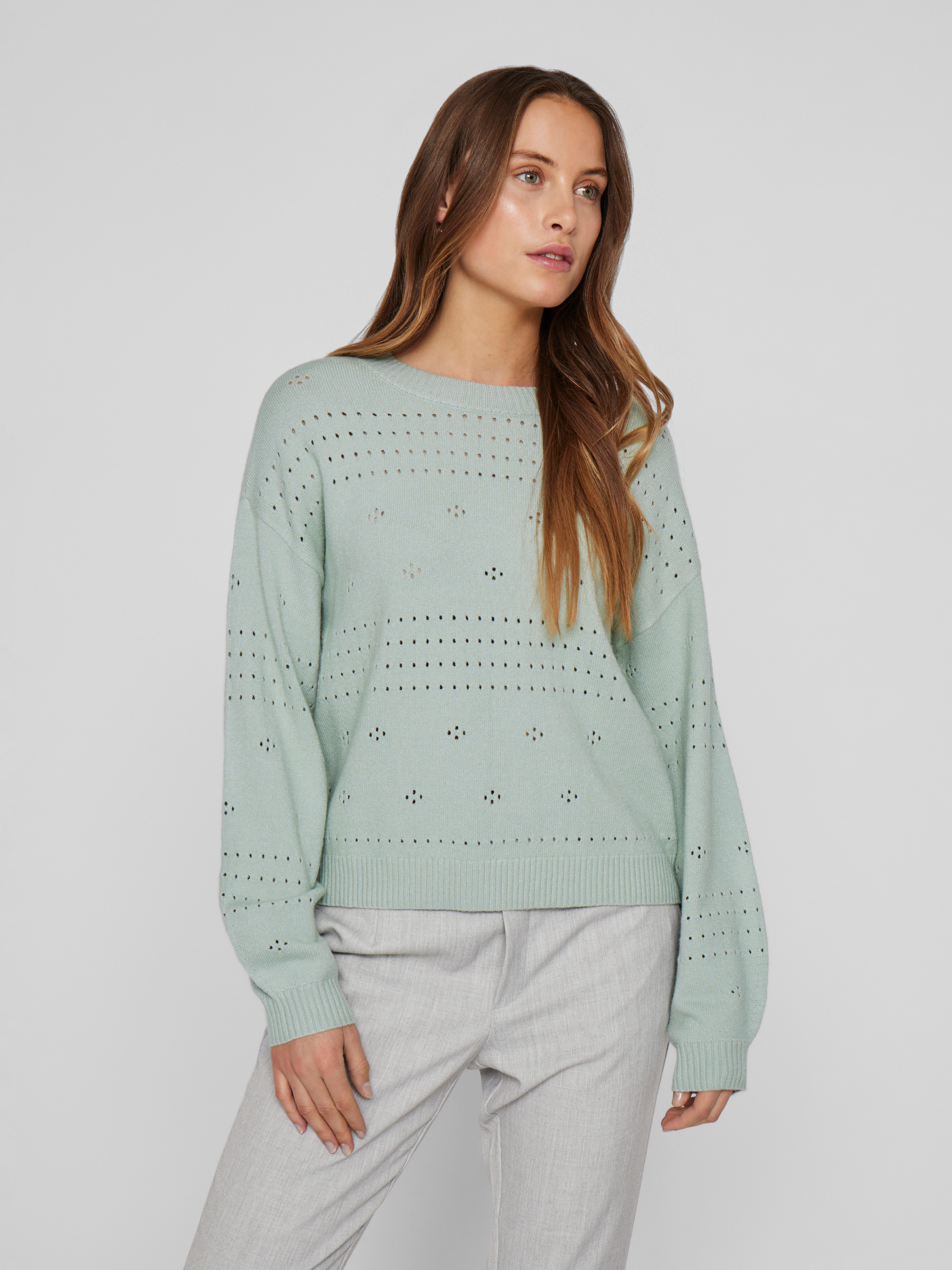 Rundhalspullover VIRIL L/S O-NECK POINTELLE KNIT TOP-NOOS