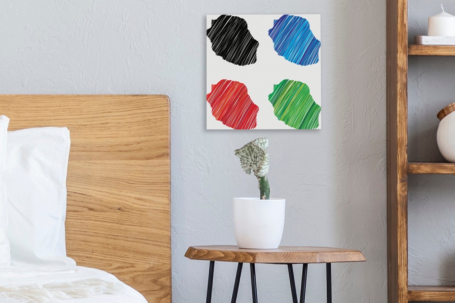 OneMillionCanvasses® Réunion Leinwand Bilder für (1 verschiedenen Vier Schlafzimmer Wohnzimmer Insel Leinwandbild Abbildungen der in Farben, La St),
