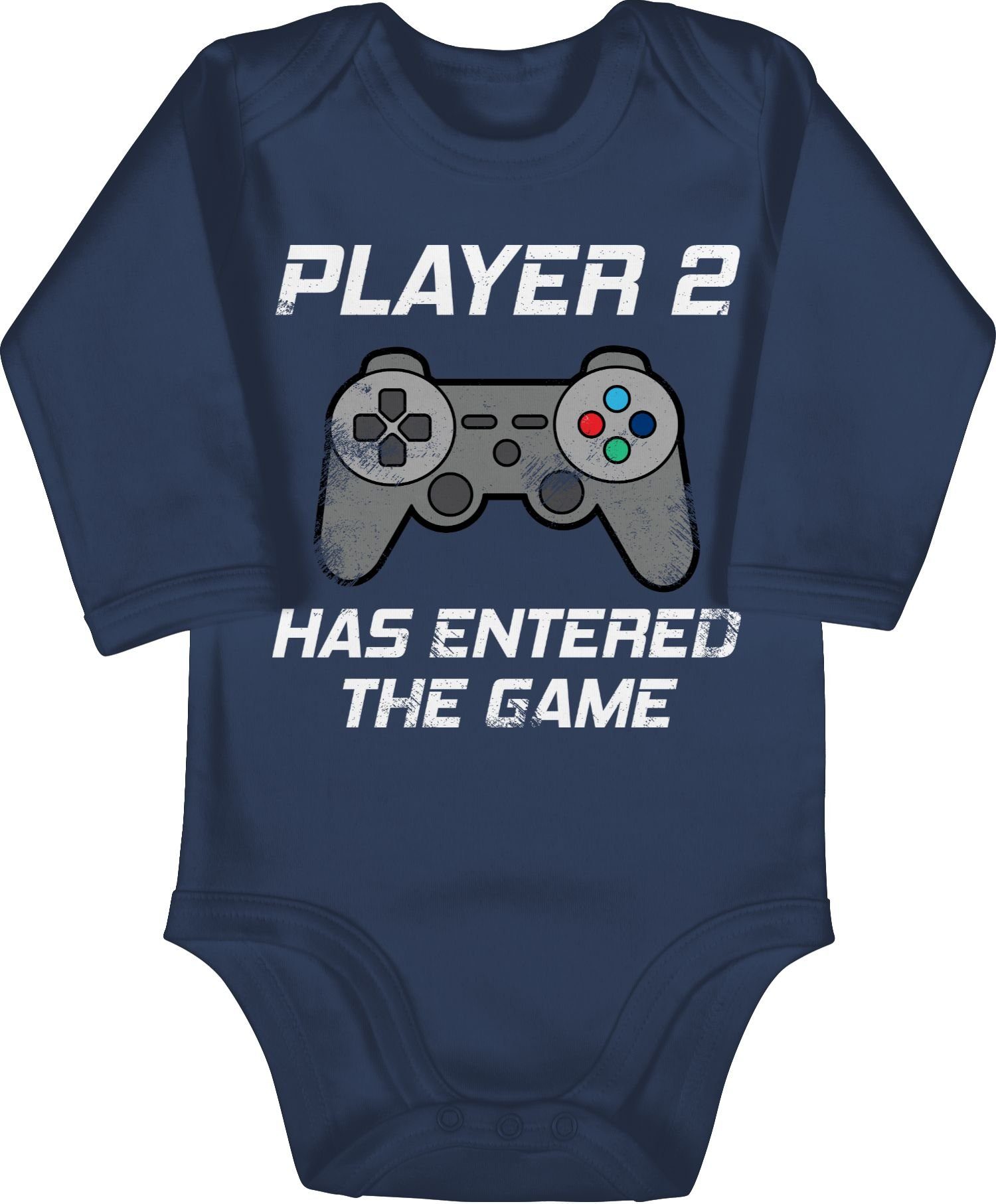 Shirtracer Shirtbody Player 2 has entered the game Controller grau Partner-Look Familie Baby 2 Navy Blau