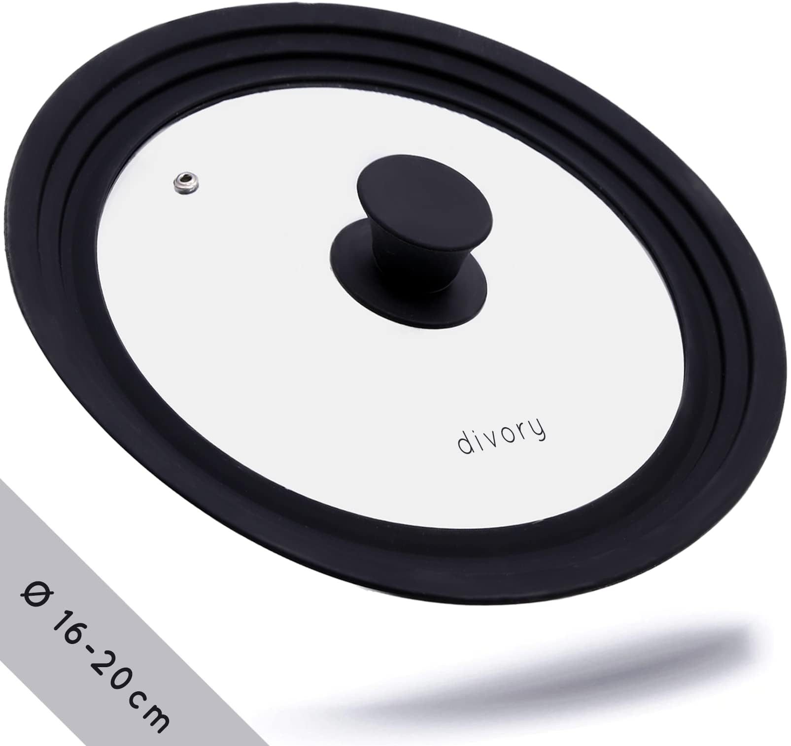 divory Pfannendeckel Universaldeckel Pfanne - in mehreren Größen, (Glasdeckel abgestufter Silikonrand, Deckel für Pfannen und Töpfe), Topfdeckel oder Pfannendeckel hitzebeständig