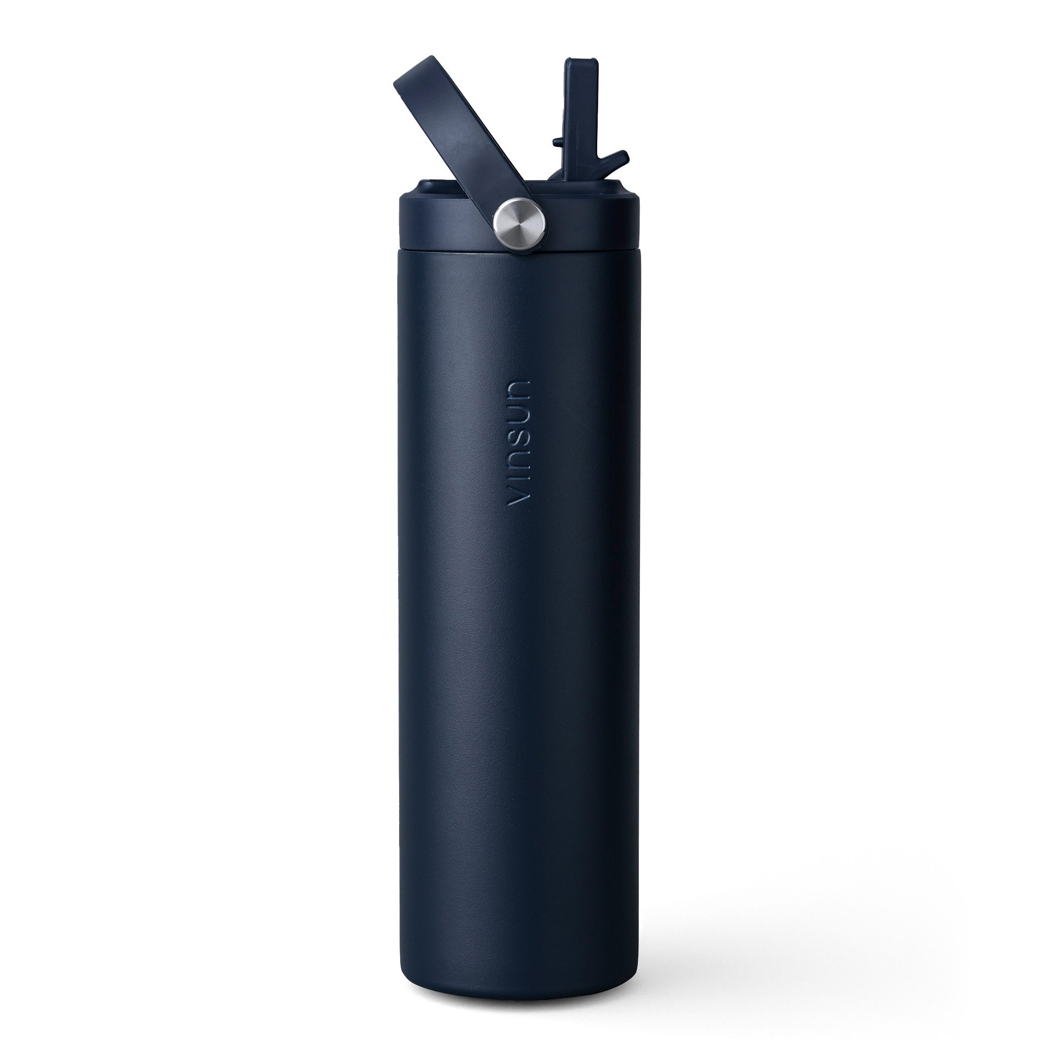 Vinsun Isolierflasche Thermoflasche 750ml mit Strohhalm - Sport Trinkflasche mit Tragegriff, Auslaufsicher, doppelwandig isoliert, geruchs- und geschmacksneutral