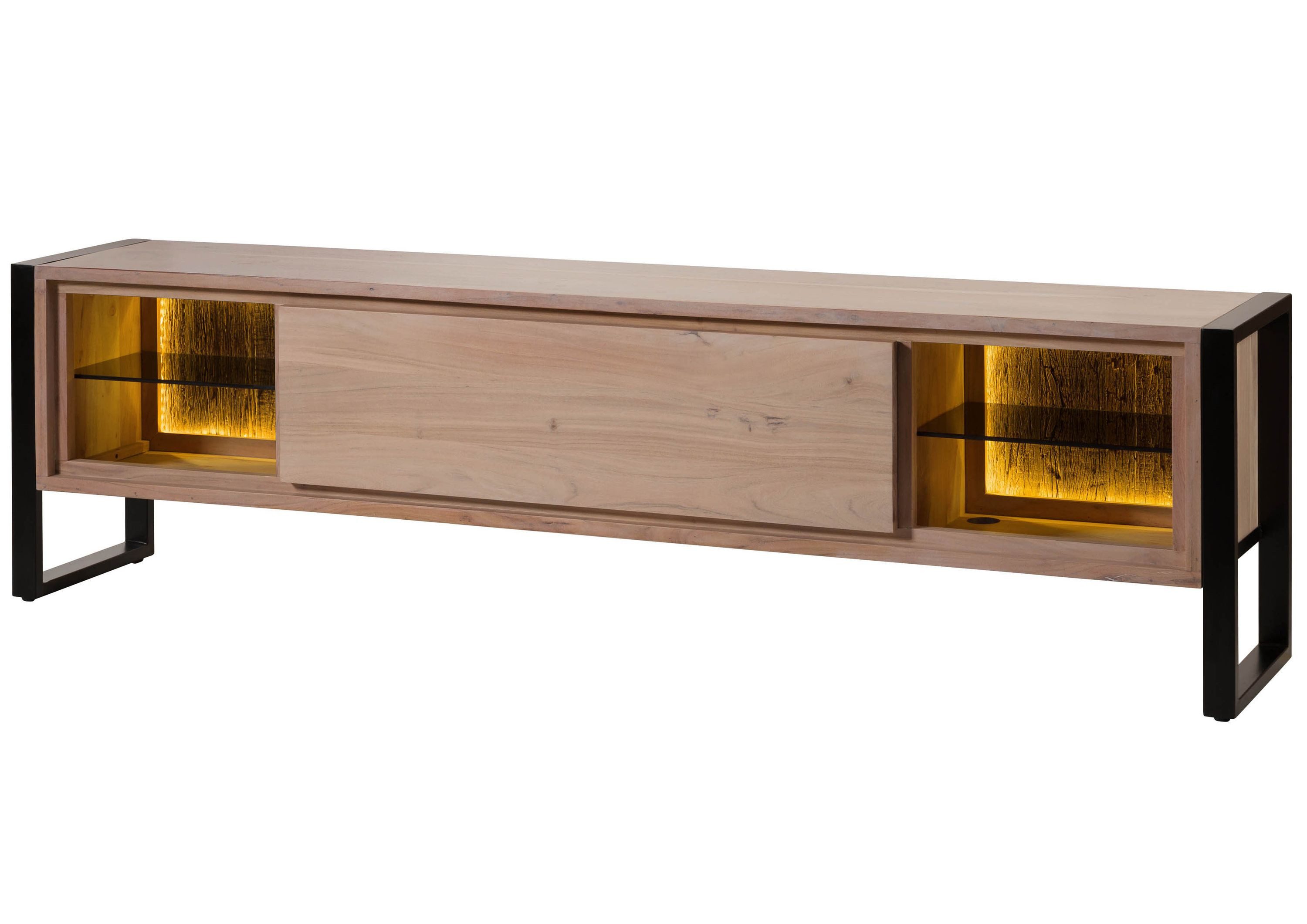 Massivmoebel24 Lowboard DENVER (Massivholz), Akazie / Altholz 220x40x60 natur lackiert DENVER #117