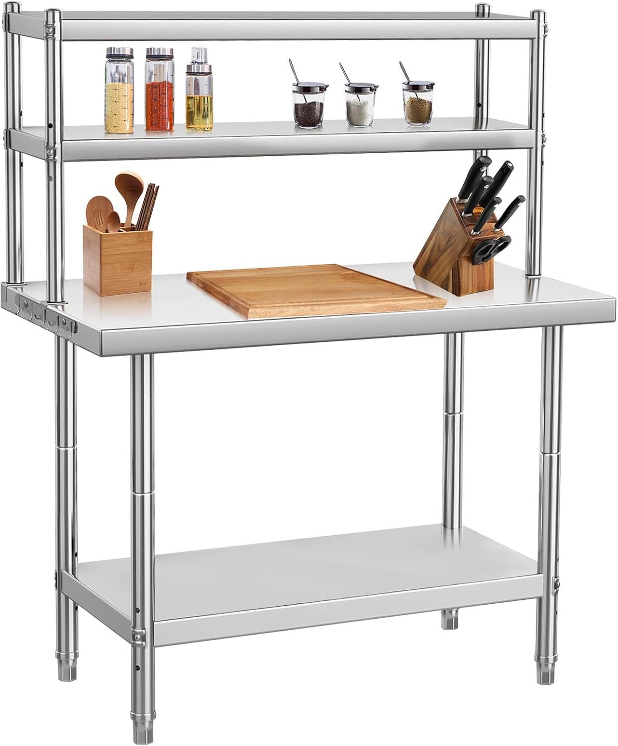 GarveeMore Arbeitstisch Edelstahl,Küchenarbeitstisch,Edelstahltisch mit Übe günstig online kaufen