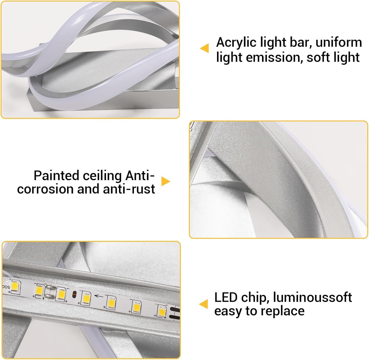 Riserva Wandleuchte Moderne LED Wandlampe Zopf-Design, 19W 3000K Silber, LED wechselbar – Bild 4 von 5