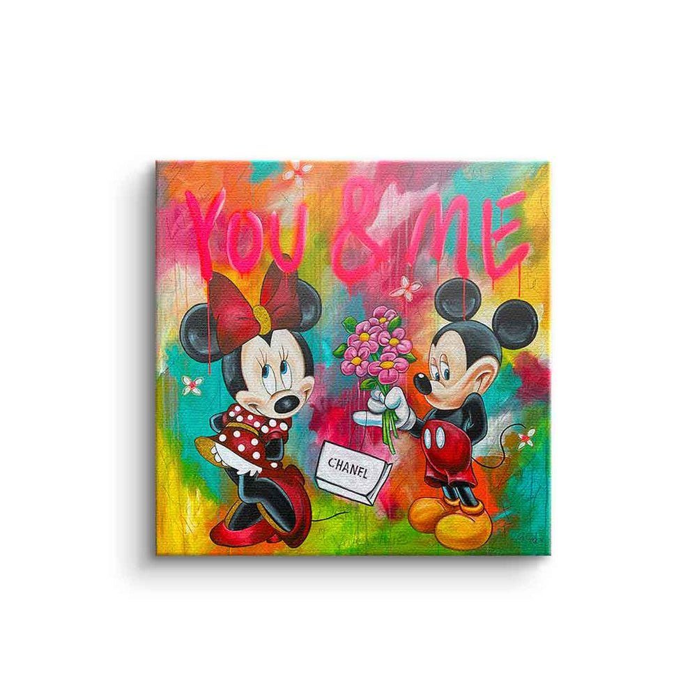 DOTCOMCANVAS® Leinwandbild, Leinwandbild You & Mouse Maus design Maus schwarzer Rahmen Me Mickey Micky Mouse Minnie