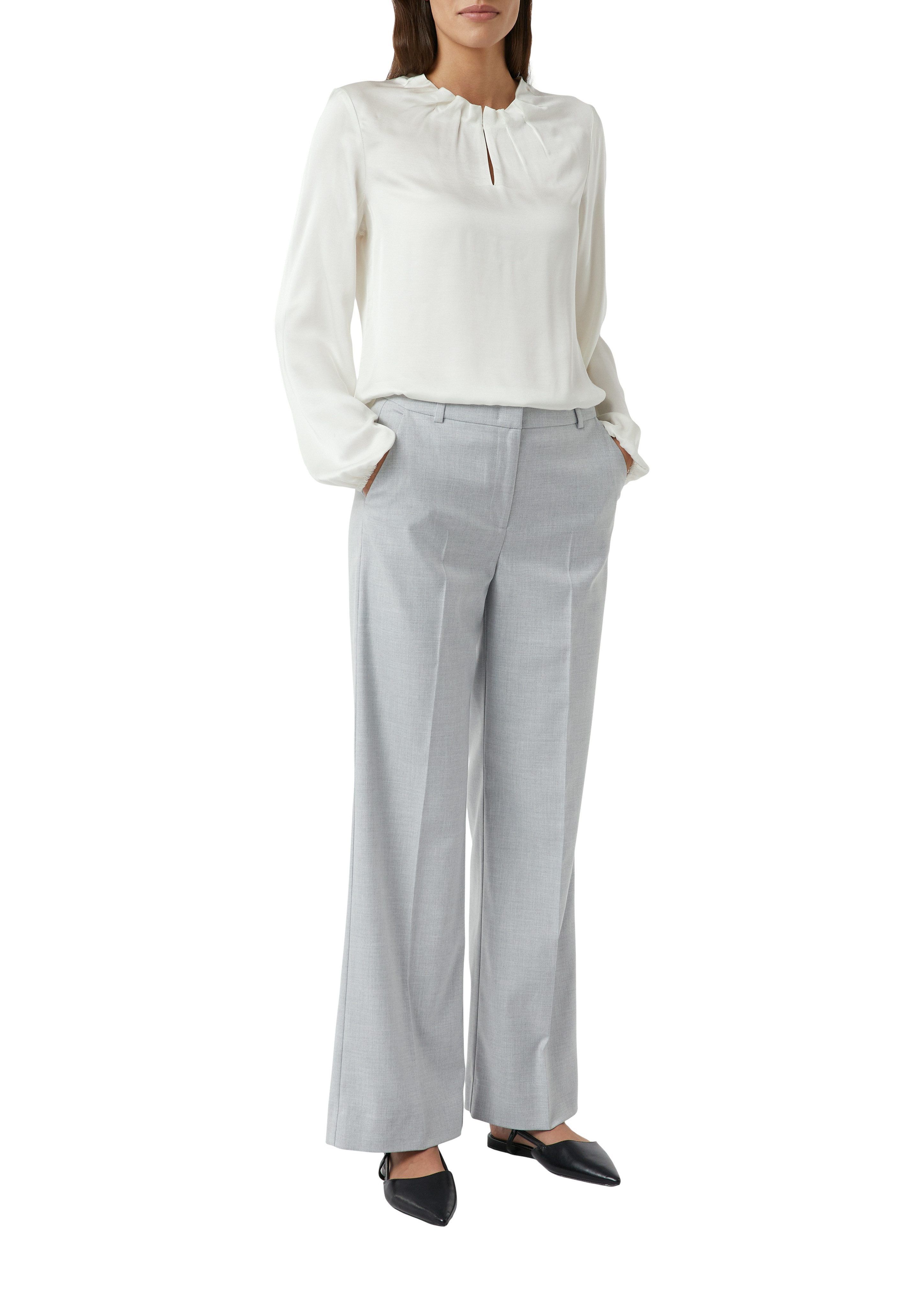 comma Langarmbluse mit gerafften Kragen günstig online kaufen