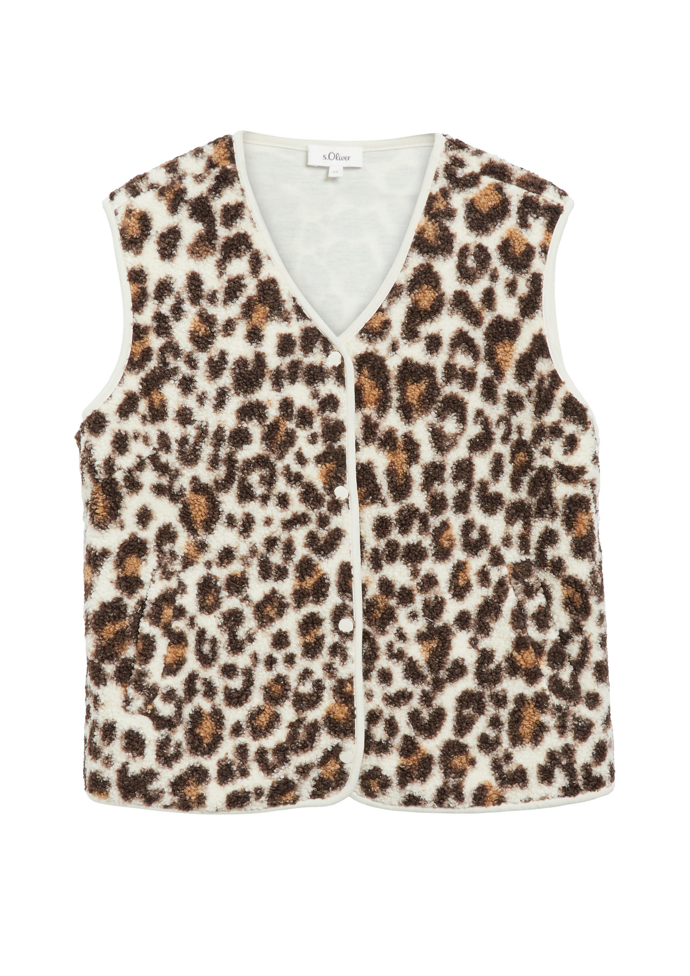 s.Oliver Funktionsweste Indoor-Weste Teddy-Weste mit Leo-Muster im Relaxed Fit