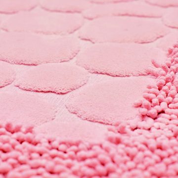 Teppich Badezimmerteppich Set 2 teilig • waschbar • Steinoptik in pink, Teppich-Traum, rechteckig, Höhe: 7.5 mm, waschbar