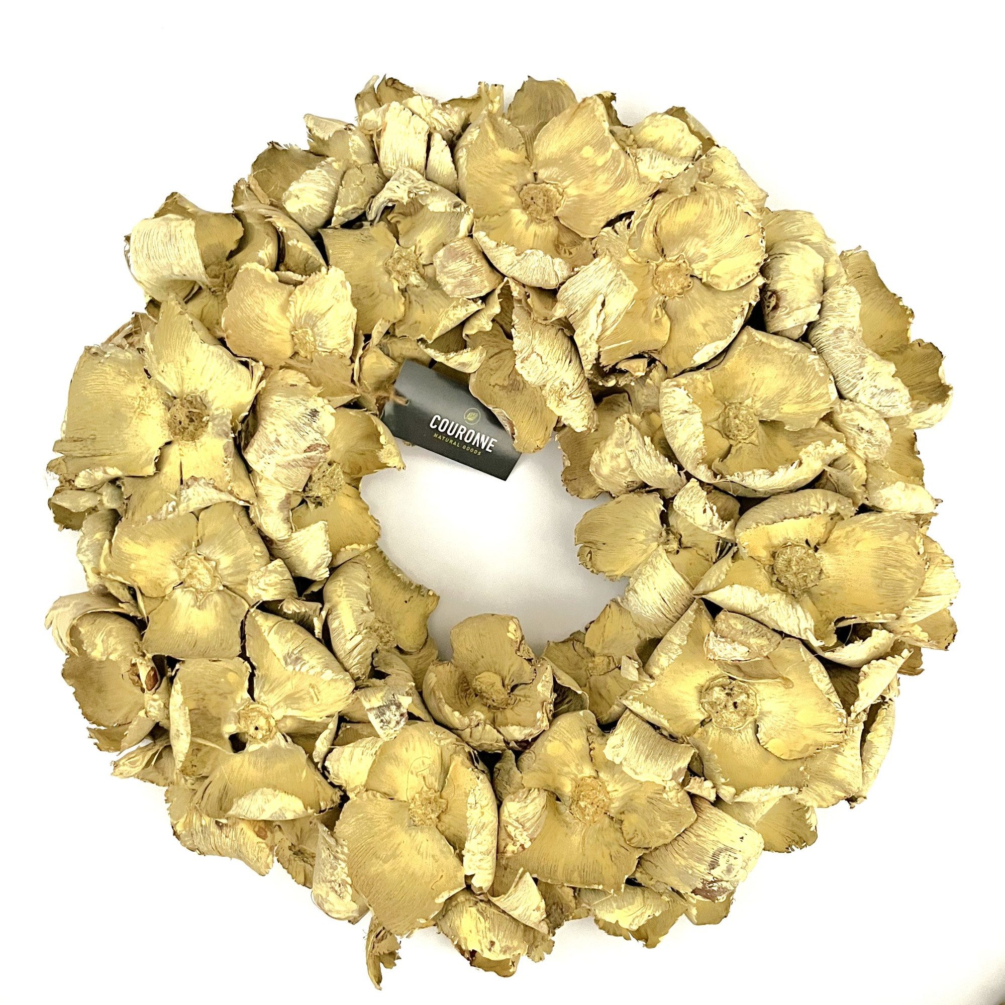 Couronne Dekokranz Hängekranz Gelb Gefärbt Palmblatt Maritimer Landhausstil 45 cm, Naturmaterialien