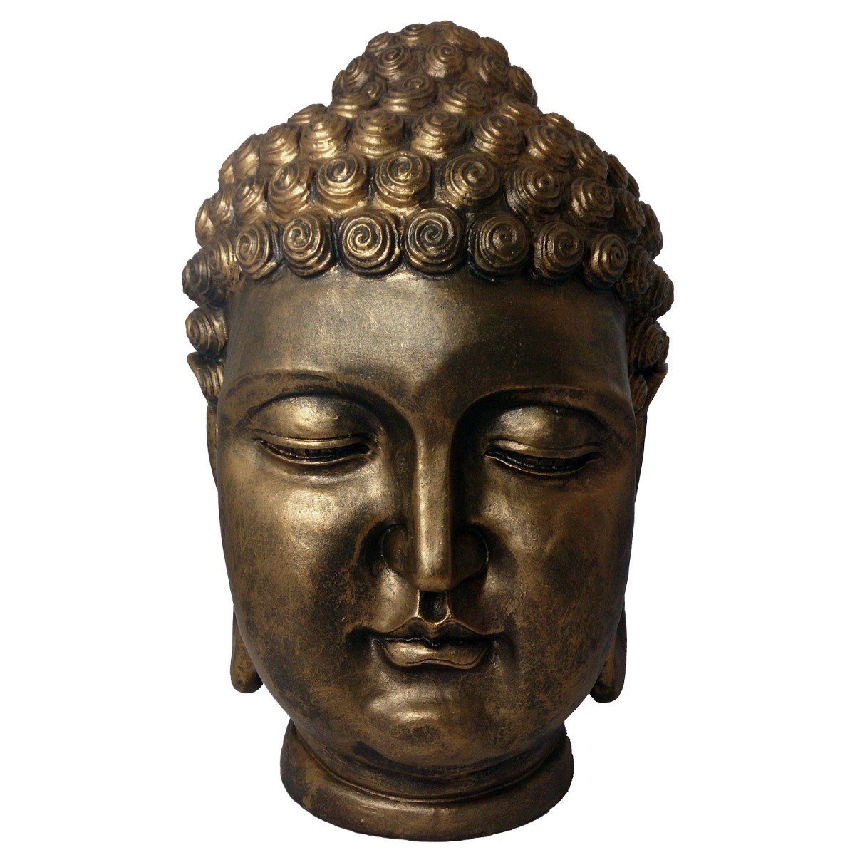 colourliving Dekofigur Buddhafigur Buddha Figur groß Buddhakopf bronze Optik Gartenfigur, Handbemalt, Wetterfest