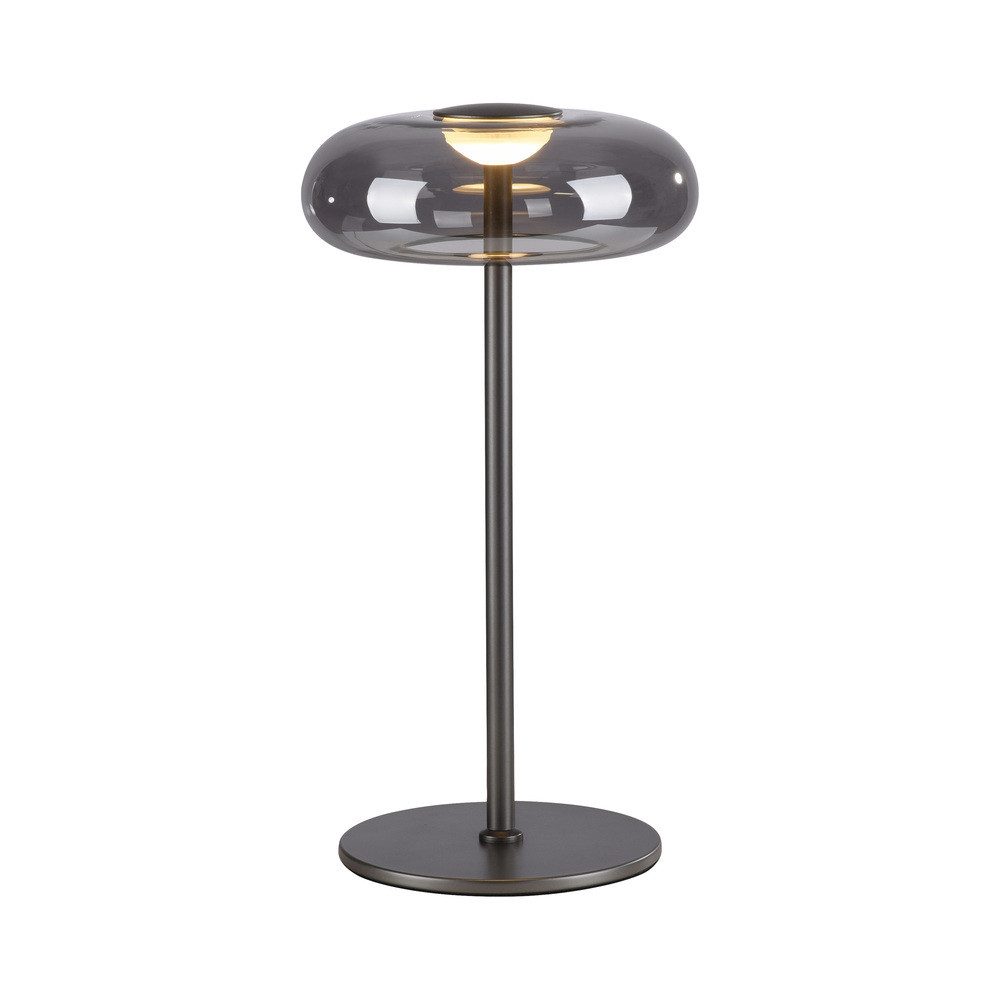 SCHÖNER WOHNEN-Kollektion LED Tischleuchte LED Tischlampe POSH, dimmbar, Memoryfunktion, 1xLED-Board/7,40W, dimmbar per Schnurschalter, Rauchglas rund grau