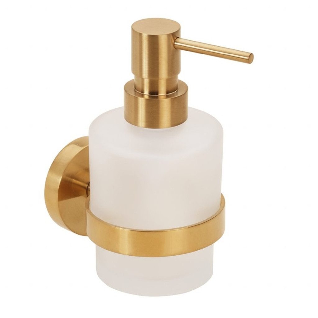 BRILLANTBAD® Seifenspender BABLO Seifenspender Gold matt Milchglas Bad & Küche >> Bohren / Kleben