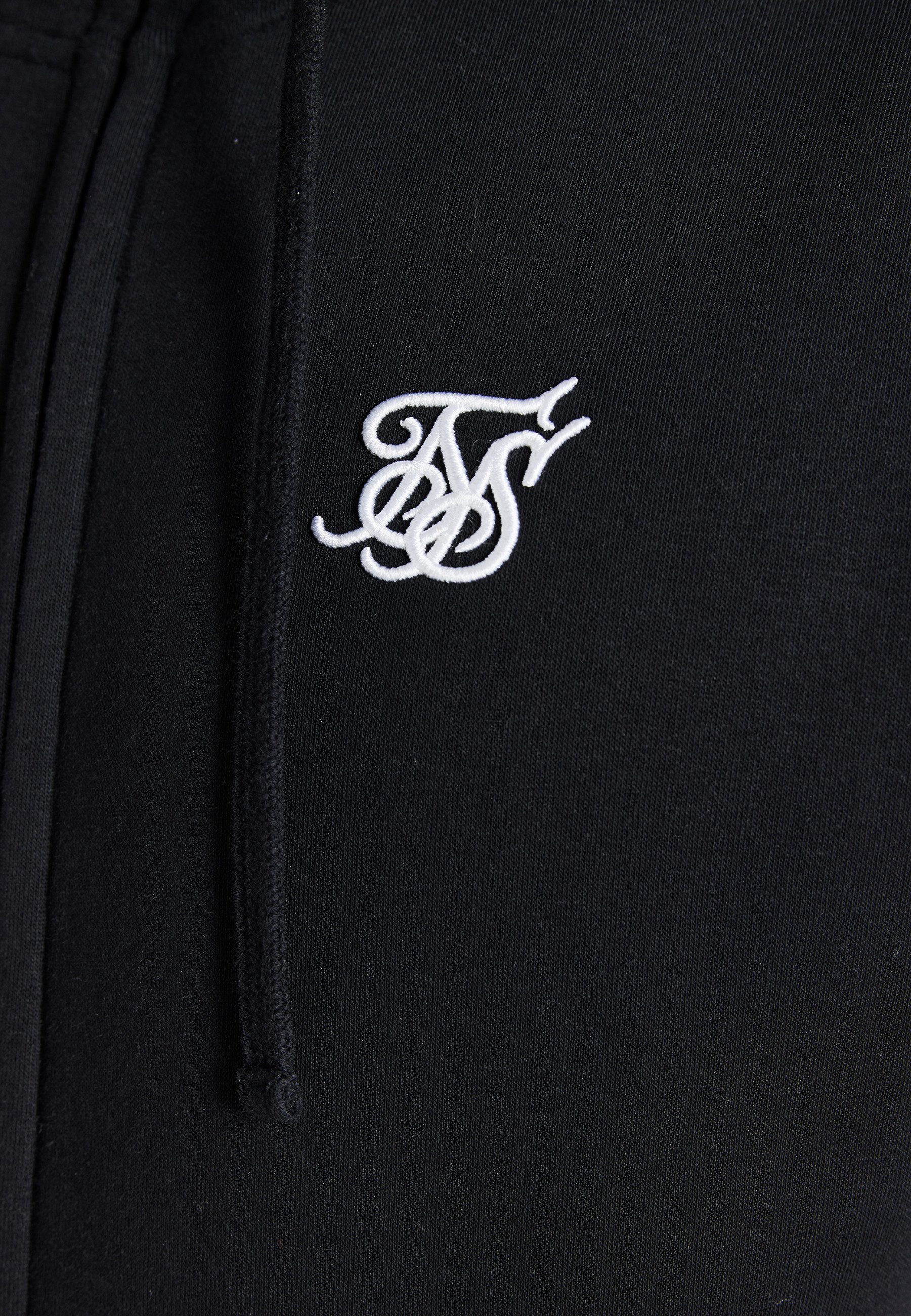 Hoodie SikSilk Herren Schwarzer Essential Zip Through Funnel Kapuzenpullover