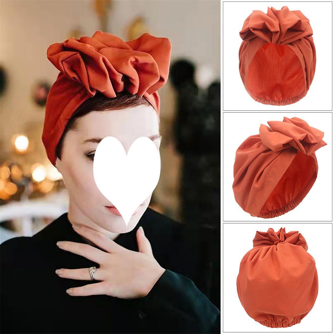 DÖRÖY Schlapphut Damenmode Wrap-Around-Hüte, Vintage-Stirnbänder, Blumen-Pullover-Hüte Rot