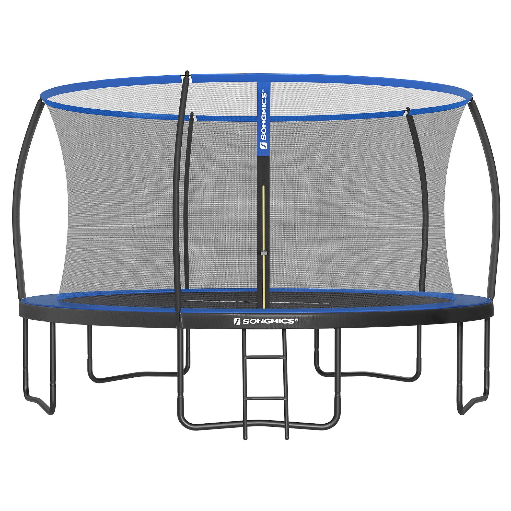 SONGMICS Gartentrampolin Ø 244/305/366/427 cm, Ø 427 cm, bis zu 80-150 kg belastbar, Trampolin mit Leiter und Sicherheitsnetz