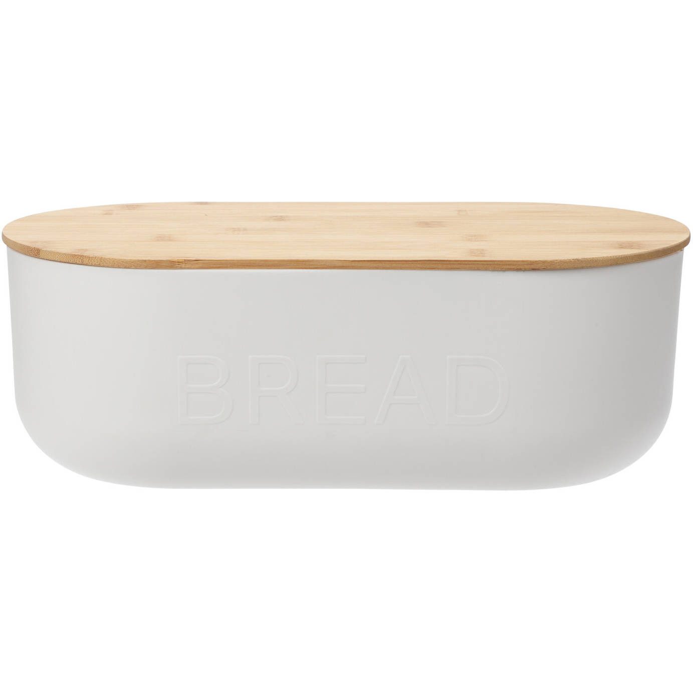 Excellent Houseware Brotkasten Weißer Brotkasten aus Kunststoff, Bambusdeckel, 35 x 19 x 12 cm, Kunststoff, (einzeln, einzeln)