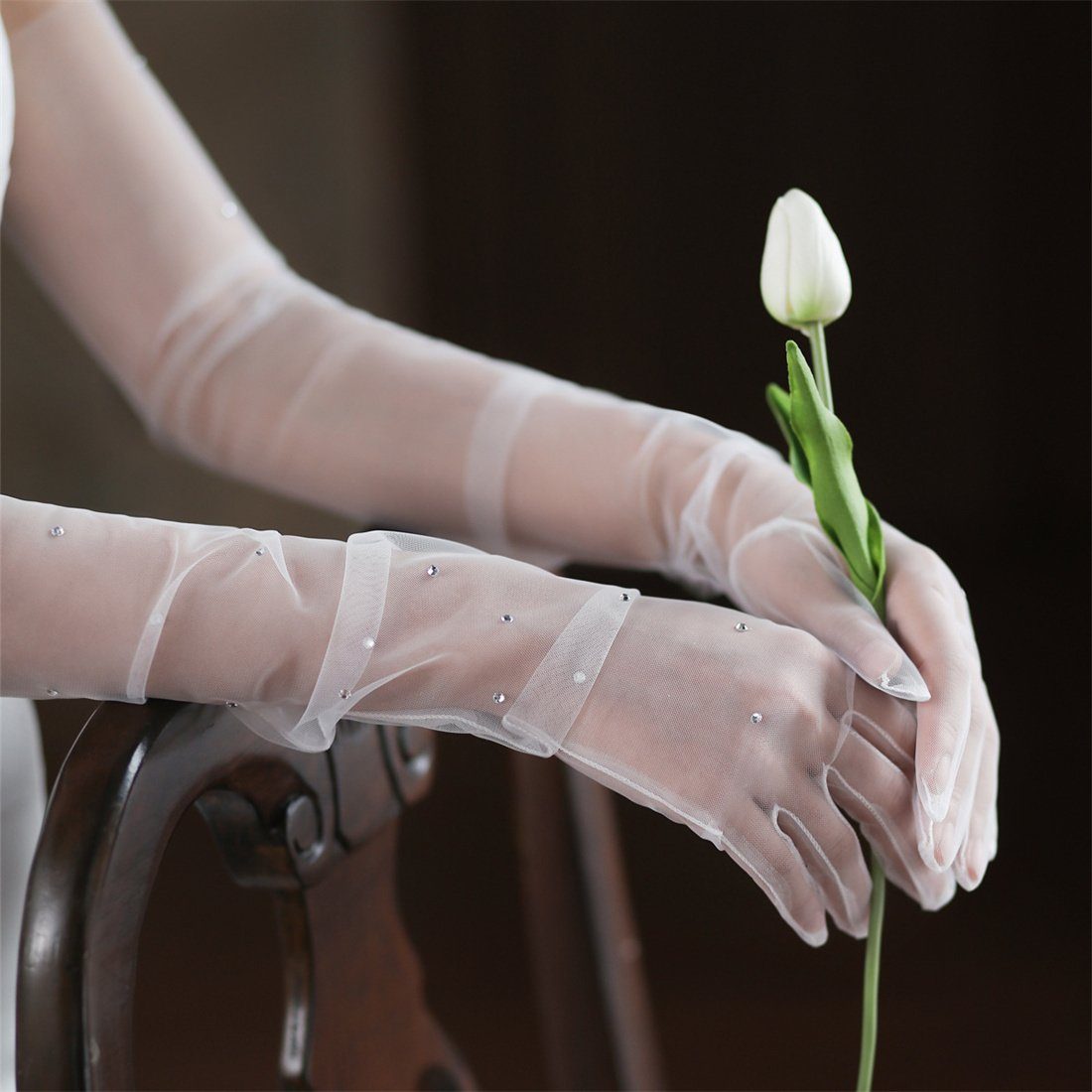 Hochzeitsessen, Handschuhe DÖRÖY Glitzerhandschuhe weiße Abendhandschuhe lange für das