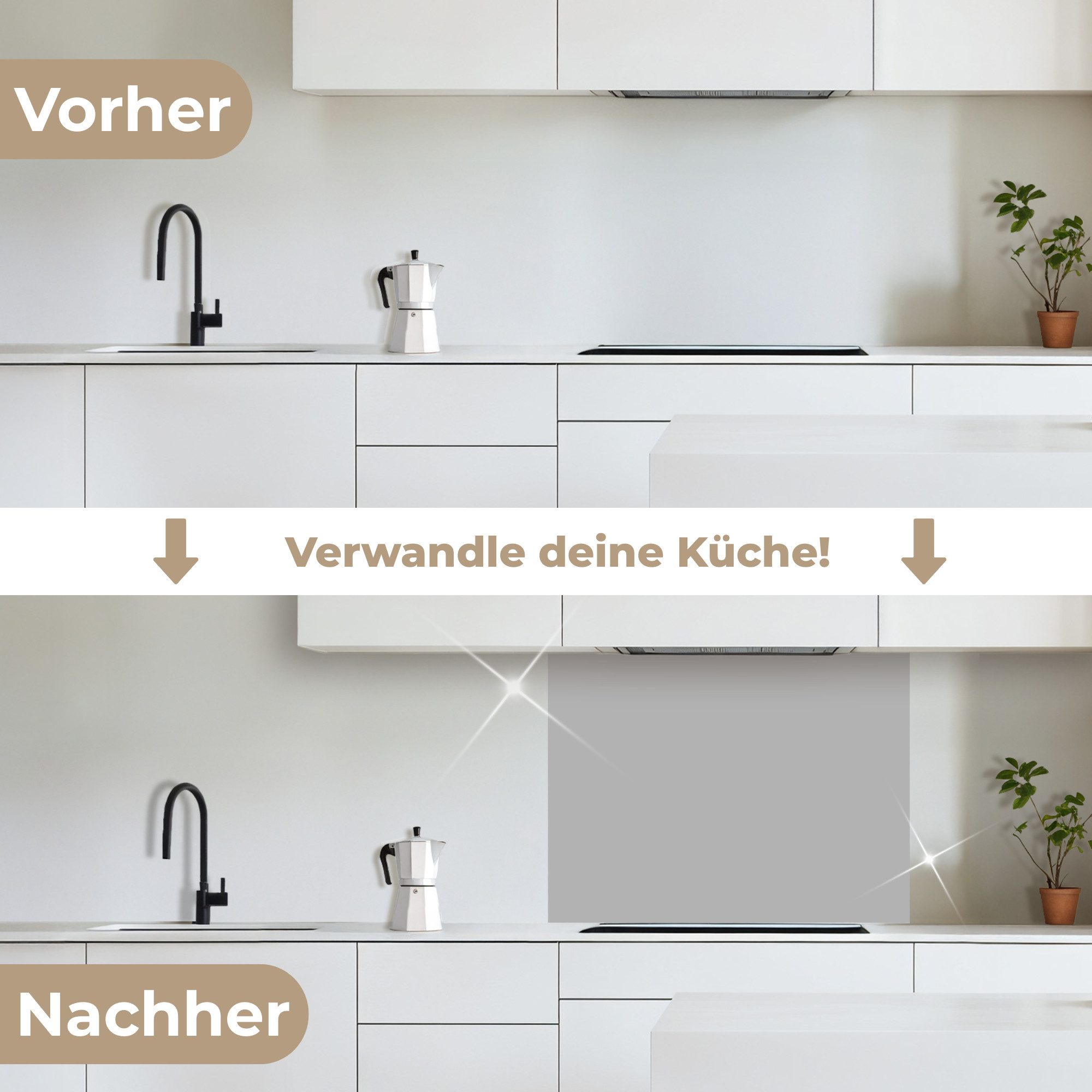 KitchenYeah Küchenrückwand selbstklebend Grau - Unifarbener Druck, (1-tlg), Spritzschutz, Küche, Rückwand, Küchenwand, Küchenfront, 80x60 cm
